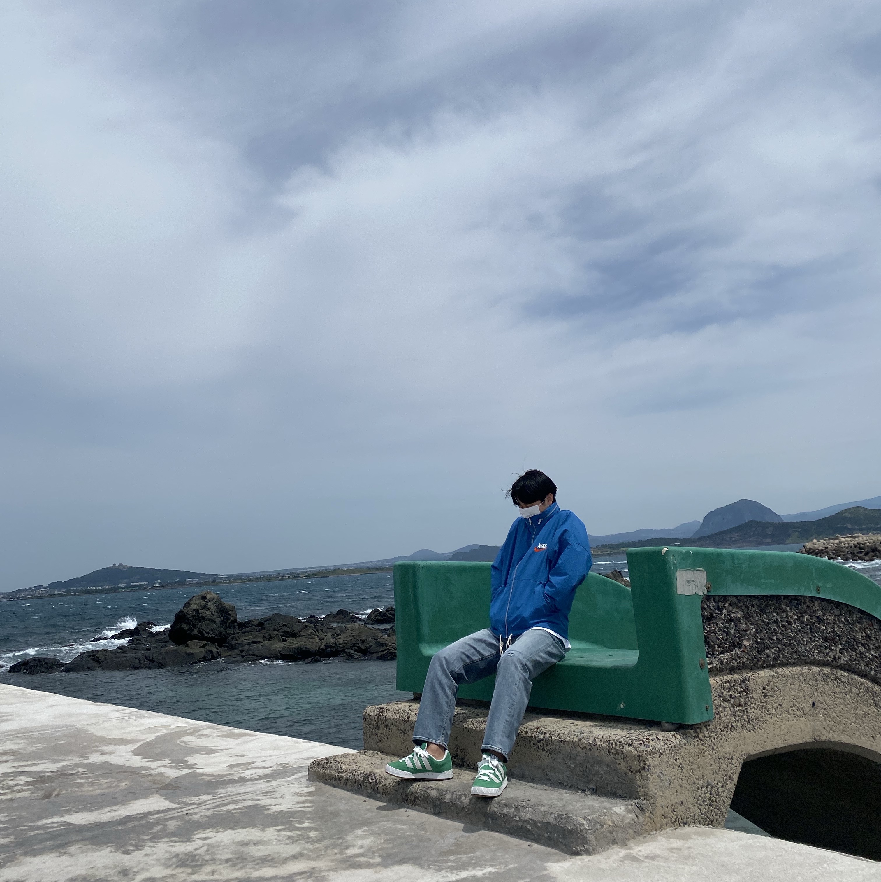 Adidas Adimatic Green, Nike NSW Trend Woven Jacket Dark Marina Blue - Asia 착용 스타일 - 2