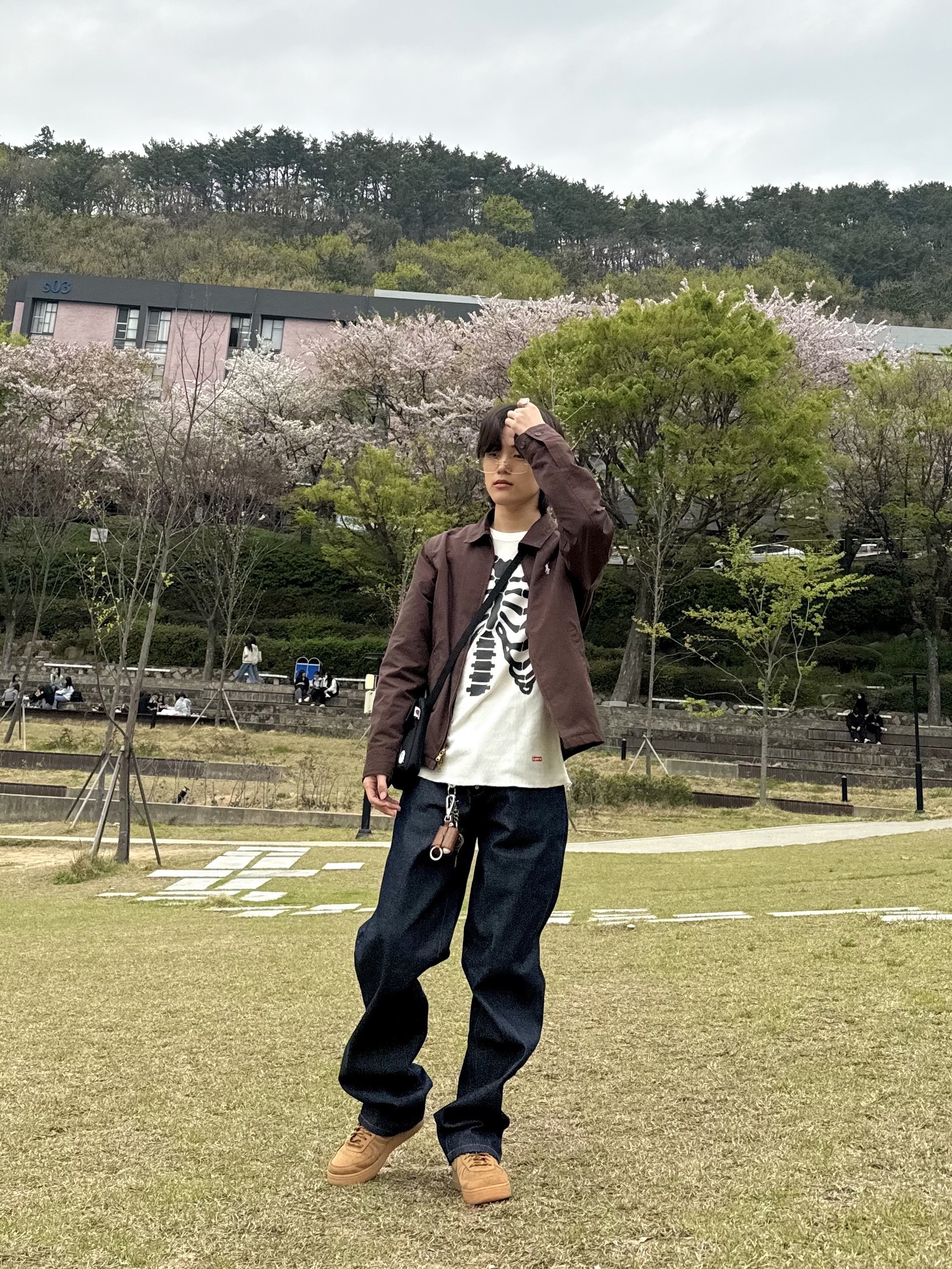 Nike Air Force 1 '07 WB Flax, Human Made Heart Ring Red 착용 스타일 - 4