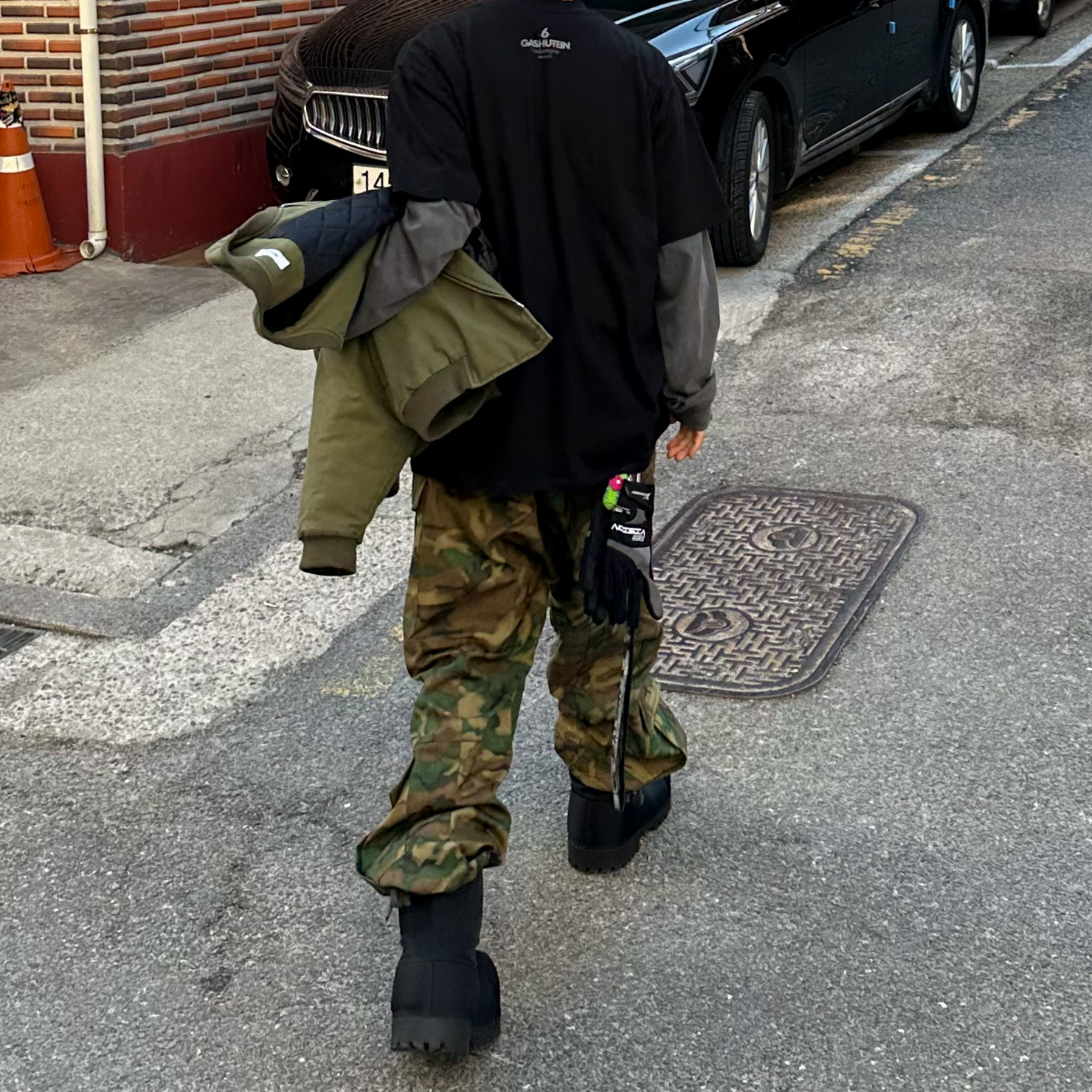 Farfromwhat Far Camo Cargo Pants Green, Balenciaga Skiwear Alaska Nylon Low Boot Black 착용 스타일 - 4