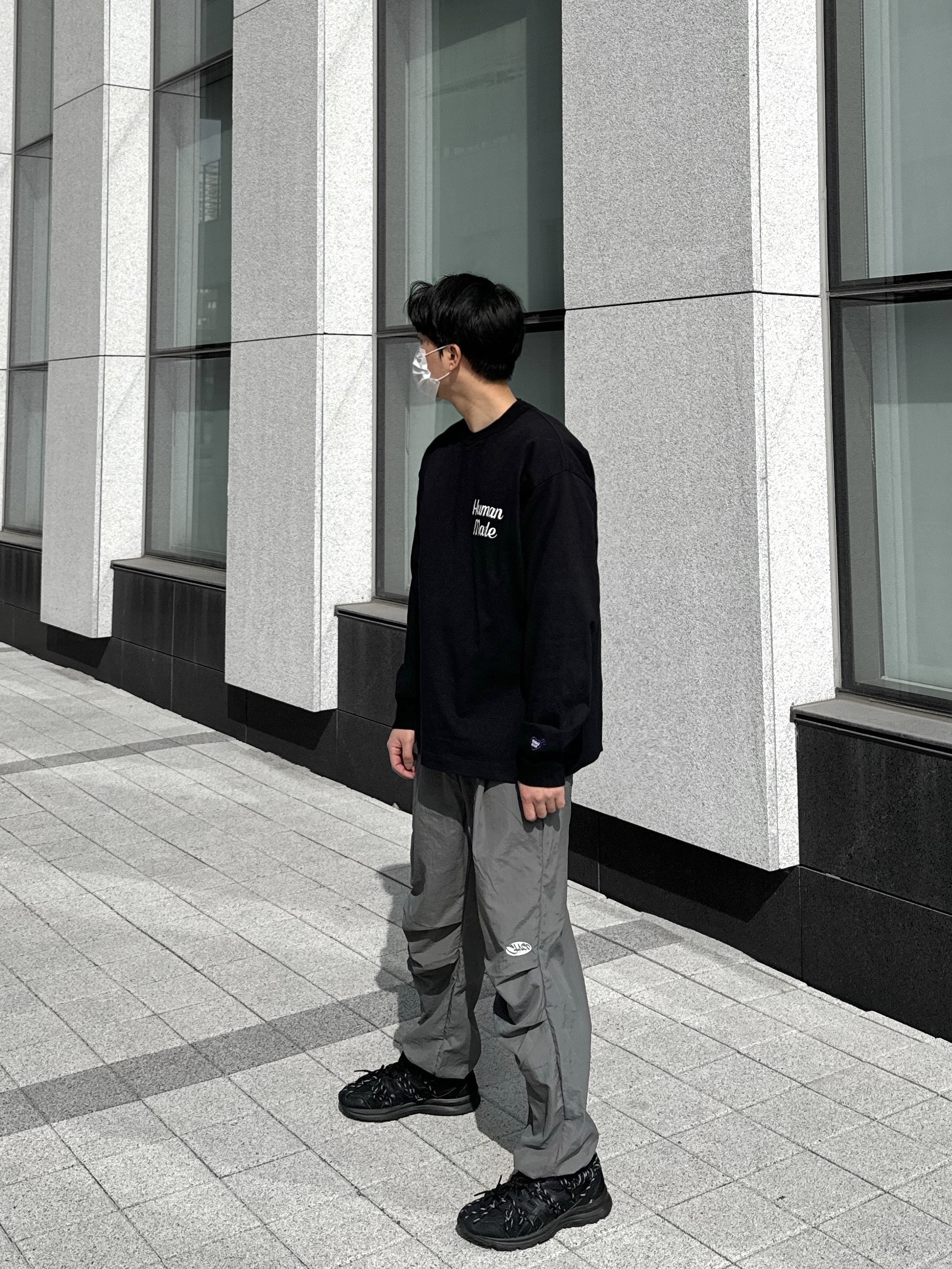 Human Made Flamingo L/S T-Shirt Black 착용 스타일 - 2