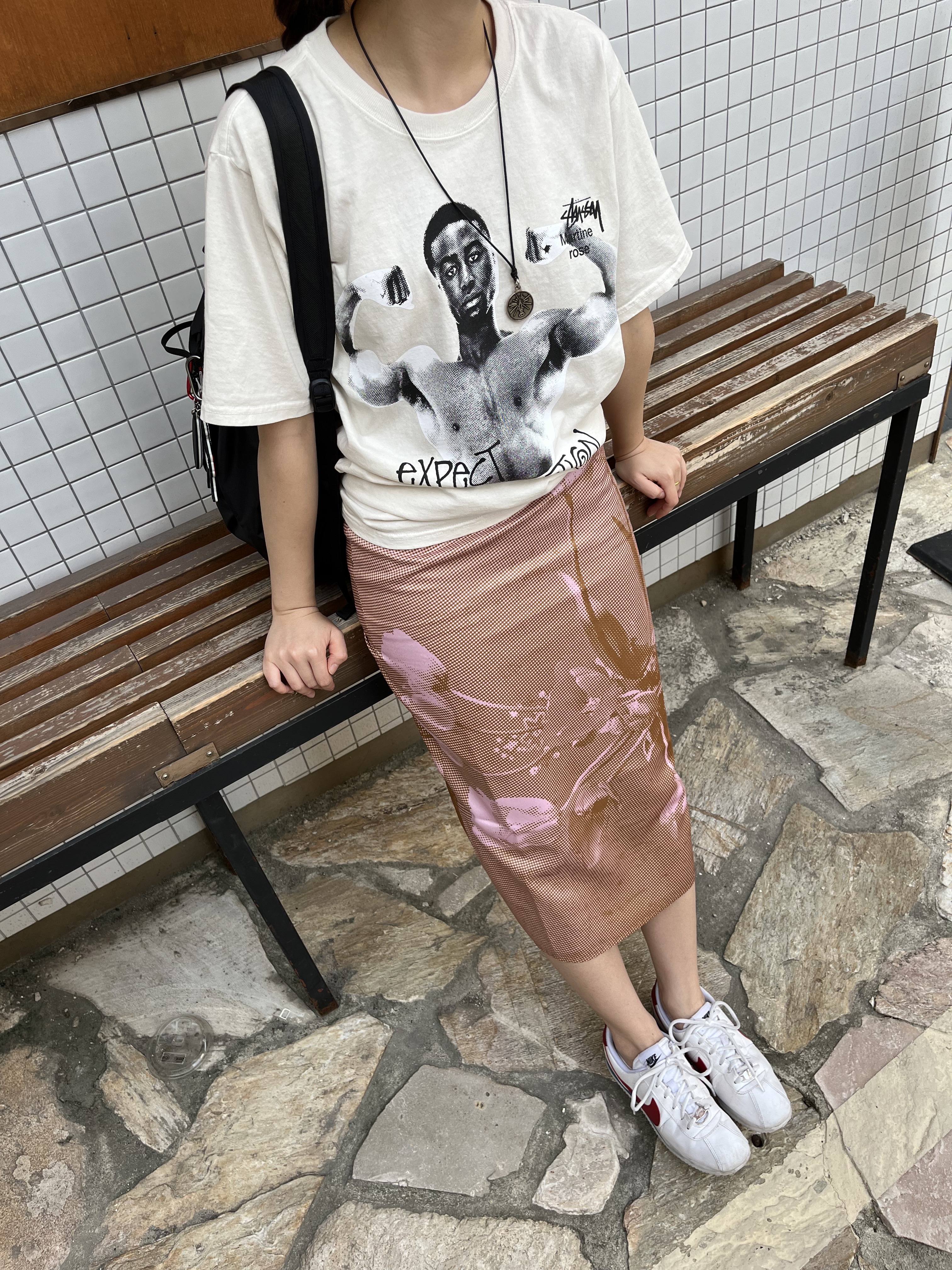 Stussy x Martine Rose Stand Firm Pigment Dyed T-Shirt Natural, (GS) Nike Cortez Basic SL Forrest Gump 착용 스타일