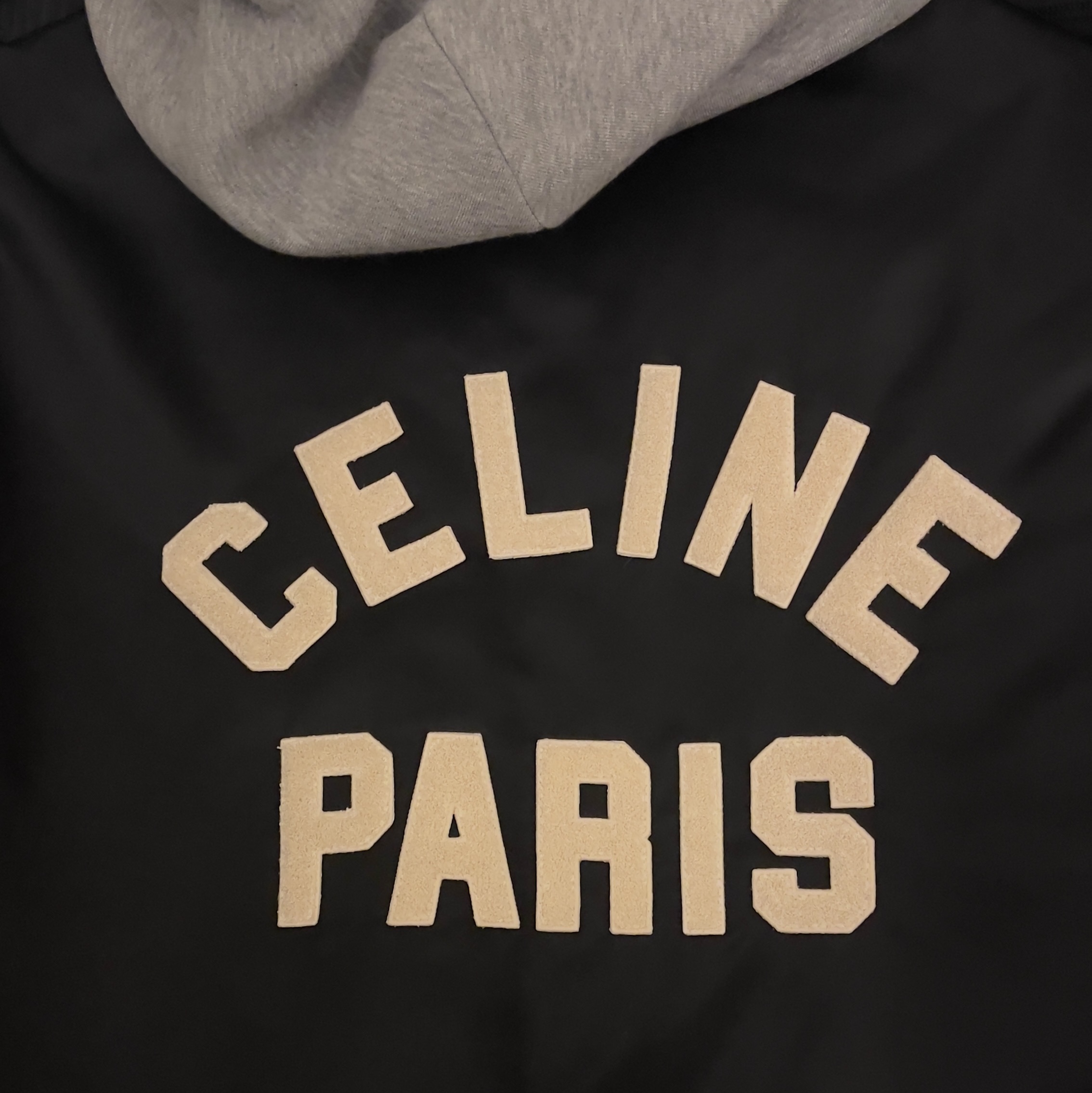 Celine Oversized Hooded Teddy Jacket in Nylon Black 착용 스타일