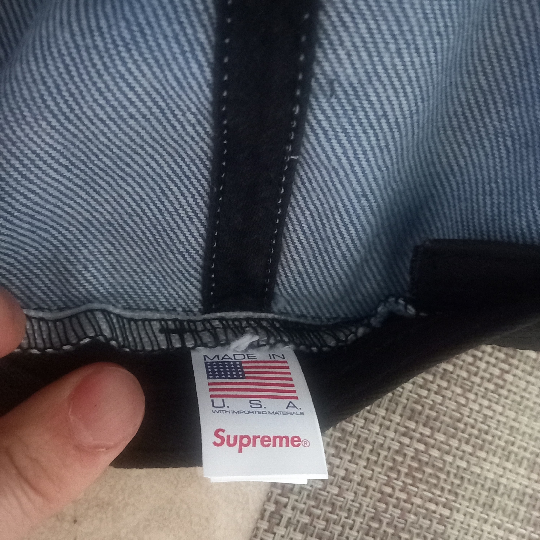 Supreme 2-Tone S Logo 6-Panel Washed Denim - 24SS, Supreme Small Box Shirt Denim - 23FW 착용 스타일 - 6