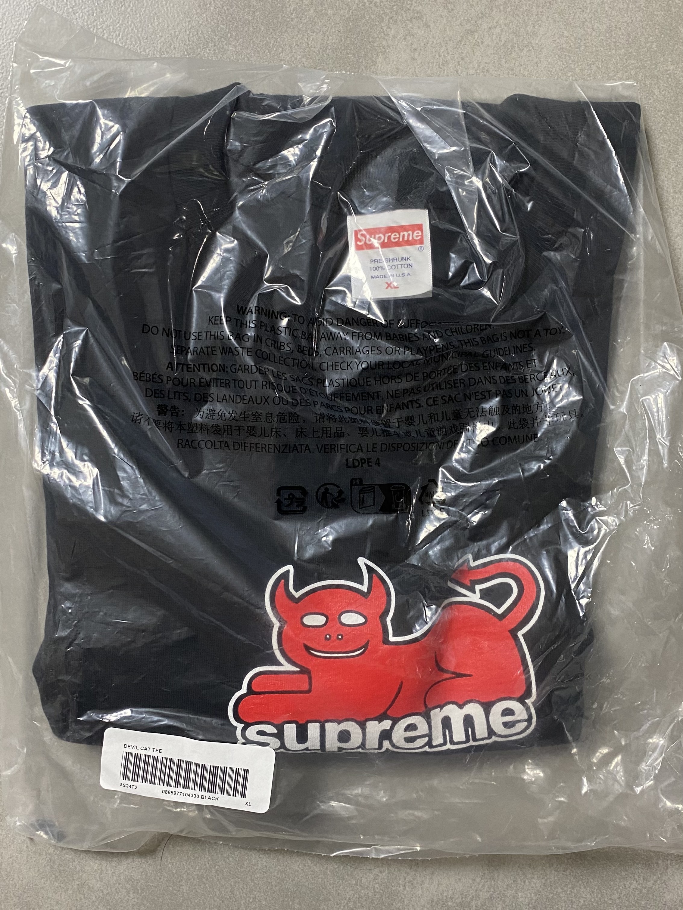 Supreme x Toy Machine Devil Cat T-Shirt Black - 24SS 착용 스타일