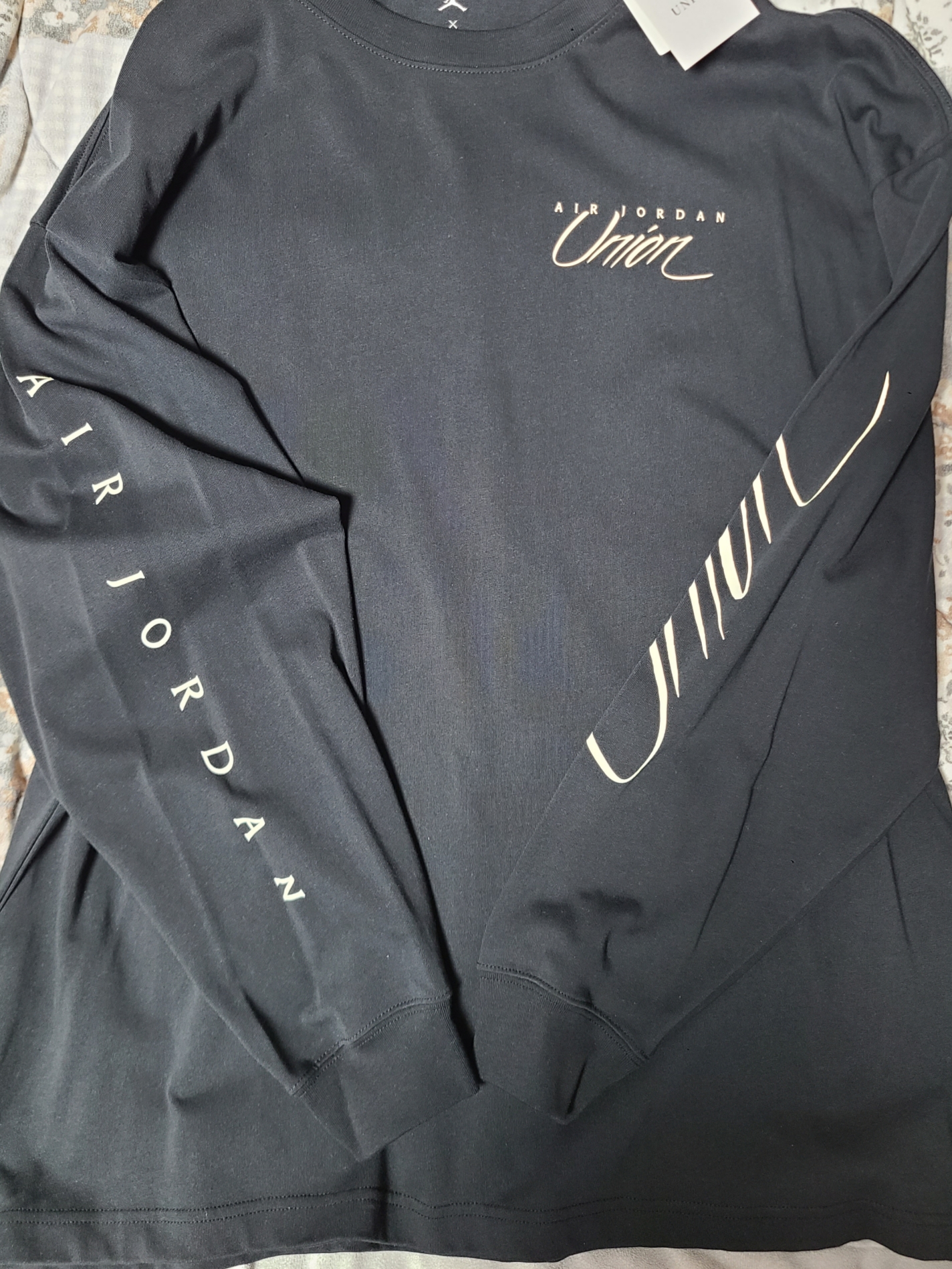 Jordan x Union Long Sleeve T-Shirt Black - Asia 착용 스타일 - 1