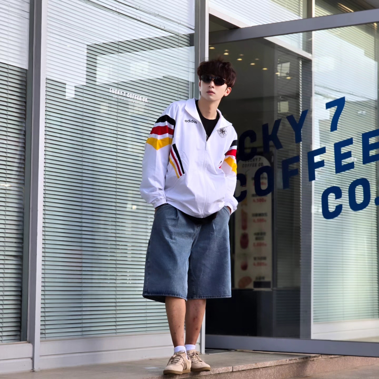 Adidas Germany 1996 Woven Track Jacket White - KR Sizing, Adidas Germany 1996 Woven Track Jacket White - US Sizing 착용 스타일 - 6