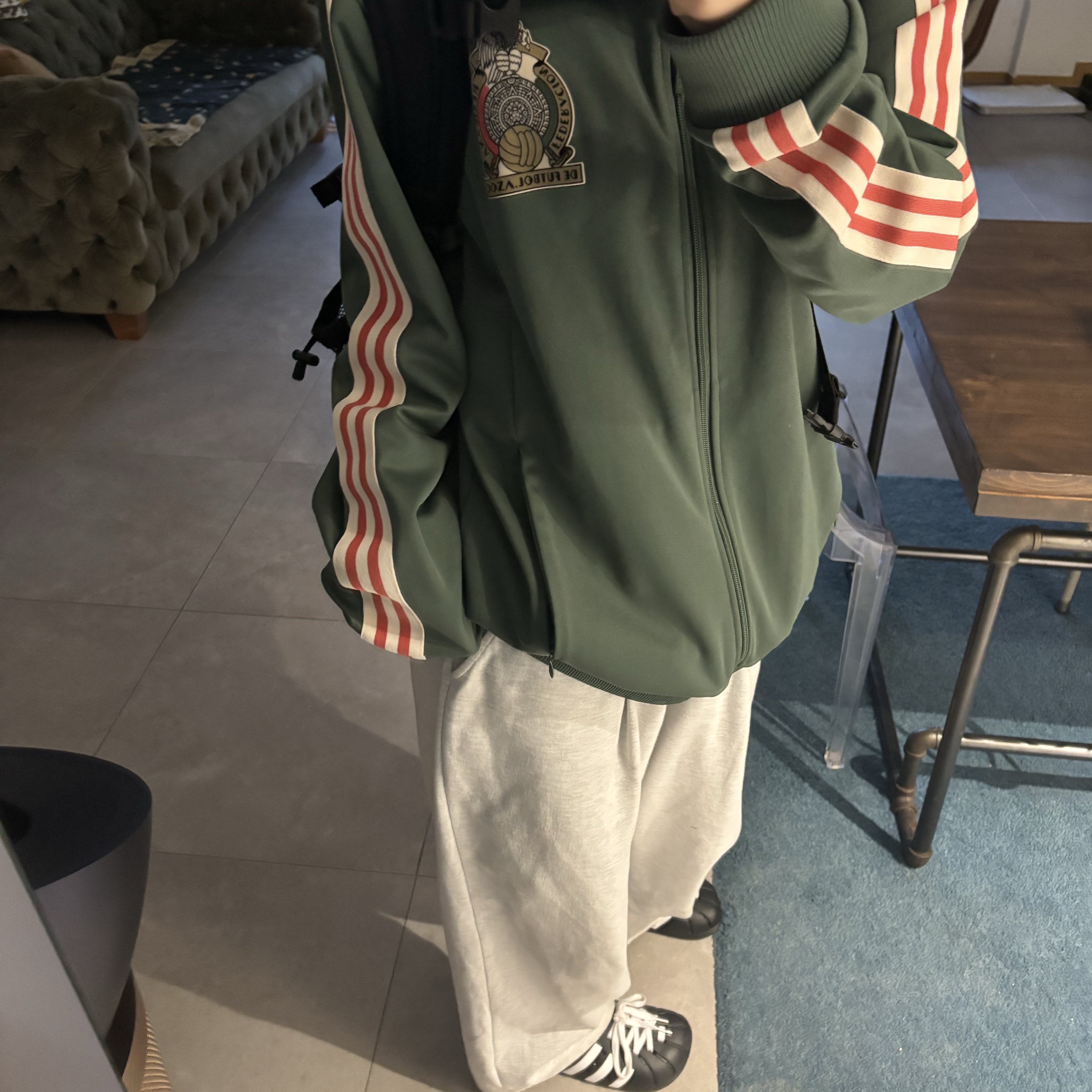 Adidas Adilette Clog Black White, Adidas FMF Originals Beckenbauer Track Top Green Oxide - KR Sizing 착용 스타일