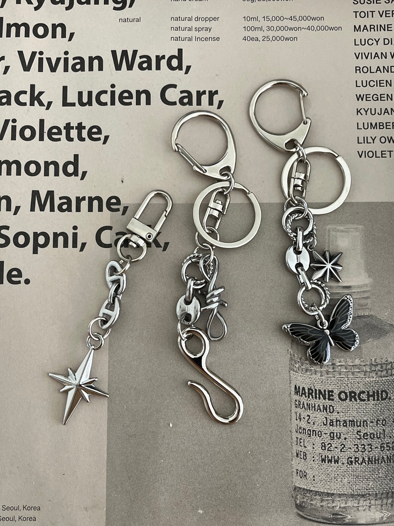 For Appeal Sparkle Star Key Ring, For Appeal Butterfly Key Ring 착용 스타일