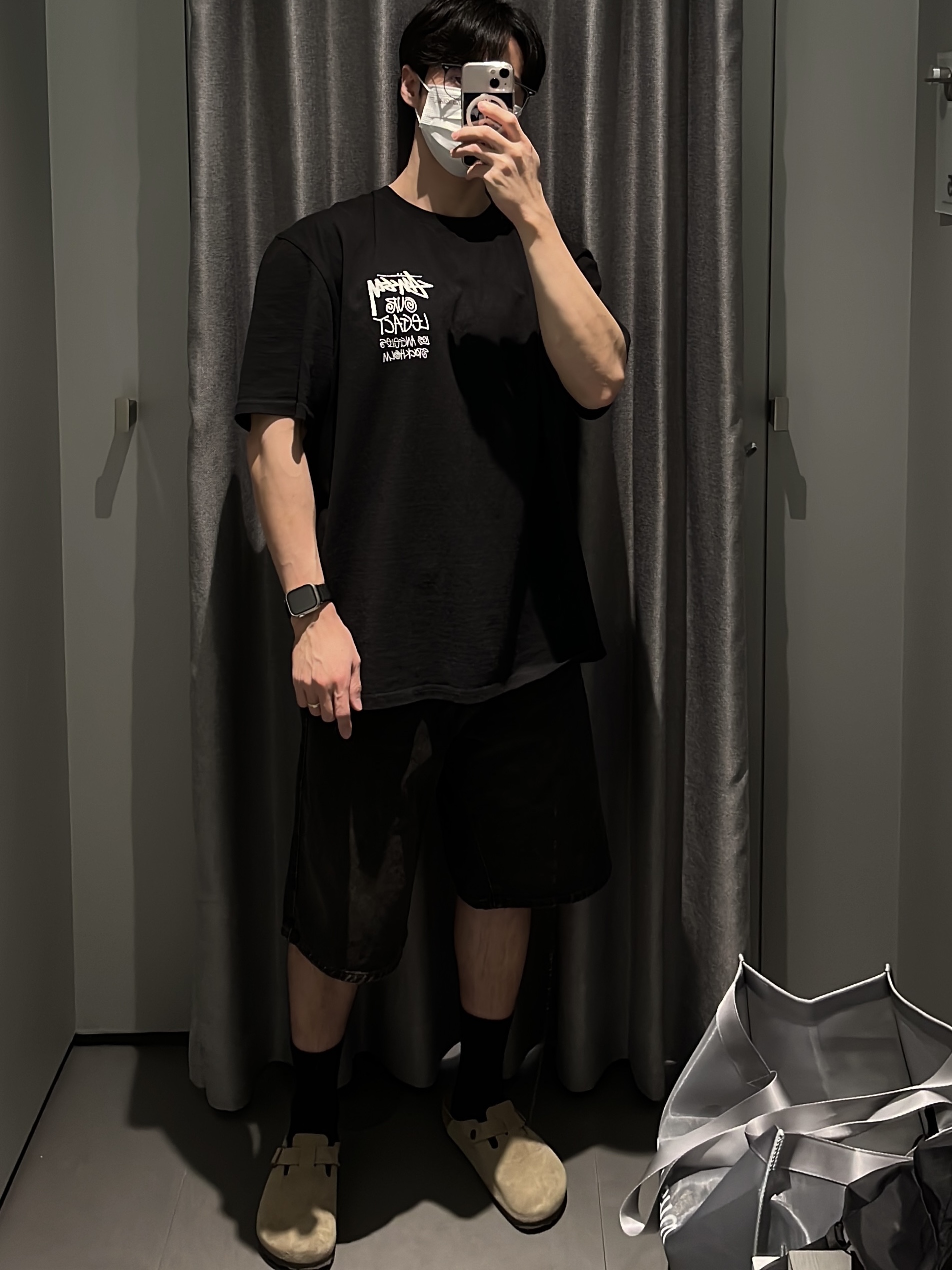 Stussy x Our Legacy Surfman T-Shirt Black - 21SS, Birkenstock Boston Soft Footbed Taupe - Regular 착용 스타일
