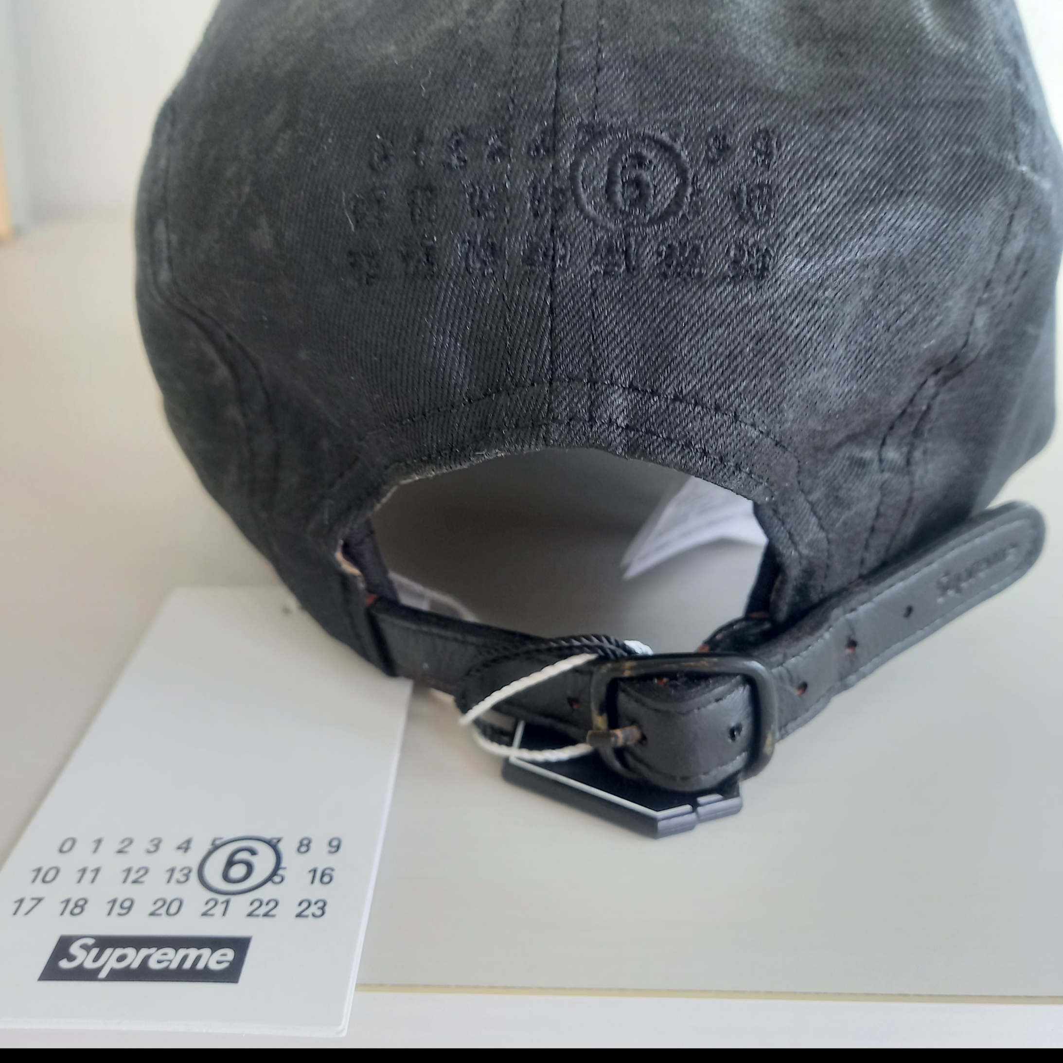 Supreme x MM6 Maison Margiela Painted Camp Cap Black - 24SS, Supreme Small Box Shirt Washed Black - 24SS 착용 스타일 - 3