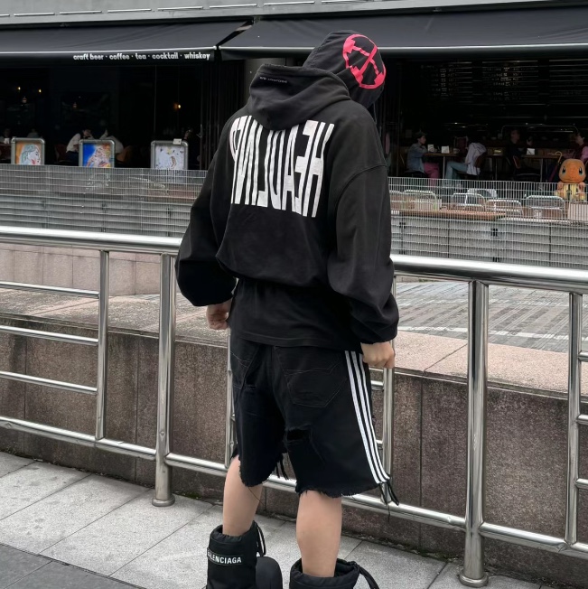 Project G/R Headliner Double Layered Hoodie Black 착용 스타일