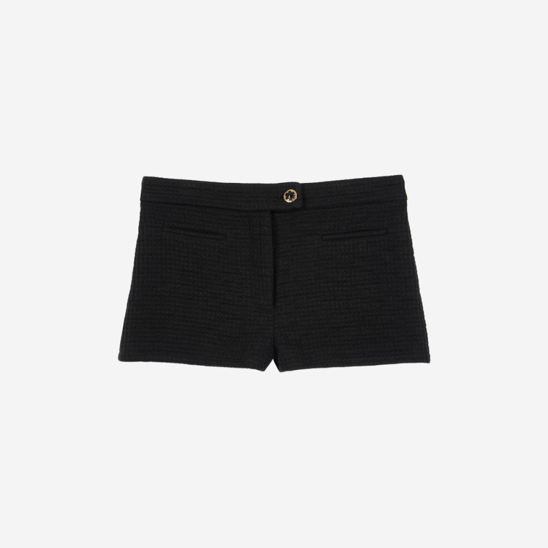 (W) Deinet Gold Button Tweed Short Pants in Black 상세 이미지 1