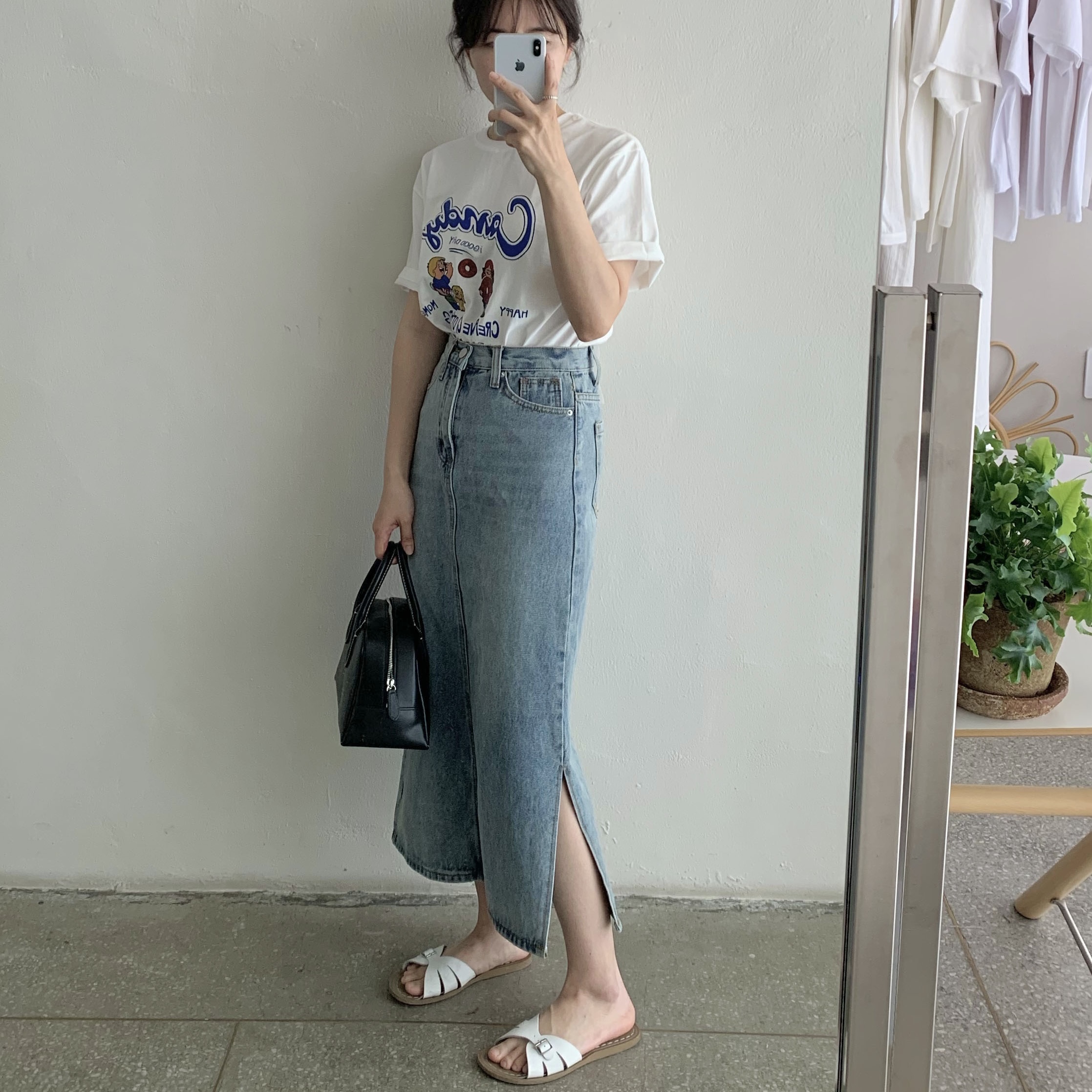 (W) Saltwater Sandal Classic Slide White 착용 스타일 - 1