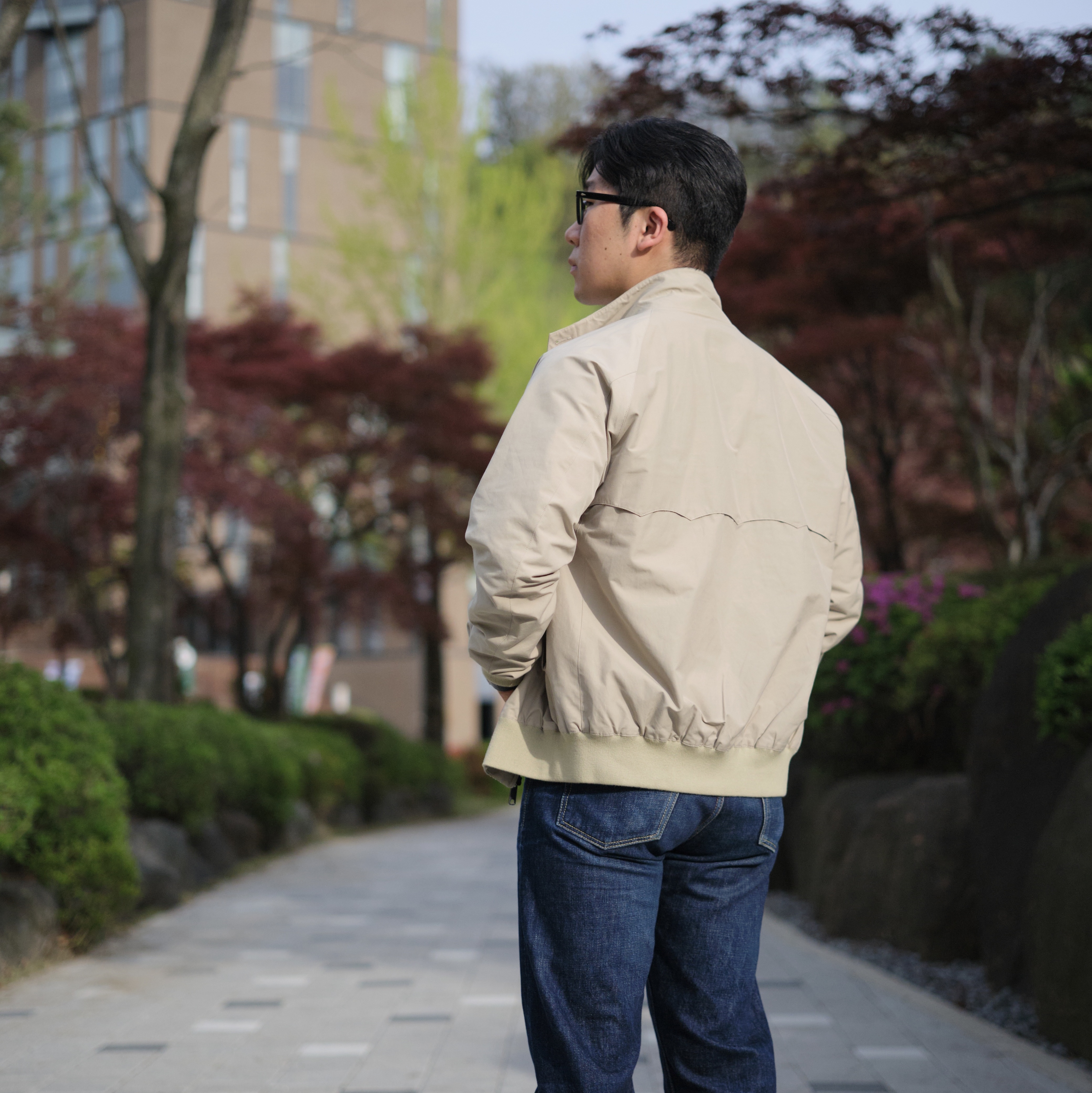 Fullcount 1101W Straight Denim One Wash Indigo Blue, Baracuta G9 Regular fit Harrington Jacket Natural 착용 스타일 - 3