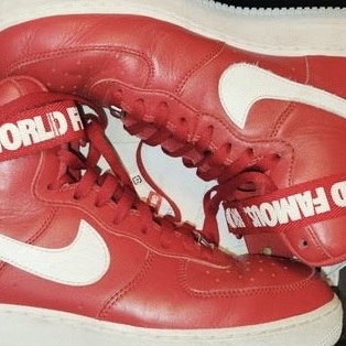 Nike x Supreme Air Force 1 High World Famous Red 착용 스타일