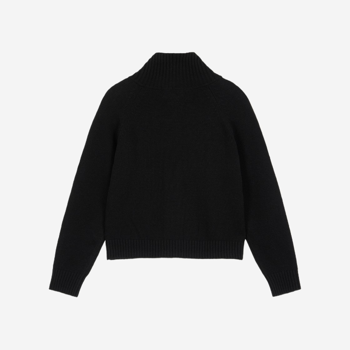 (W) Deinet Fuzzy Logo Knit Zip-Up in Black 상세 이미지 2