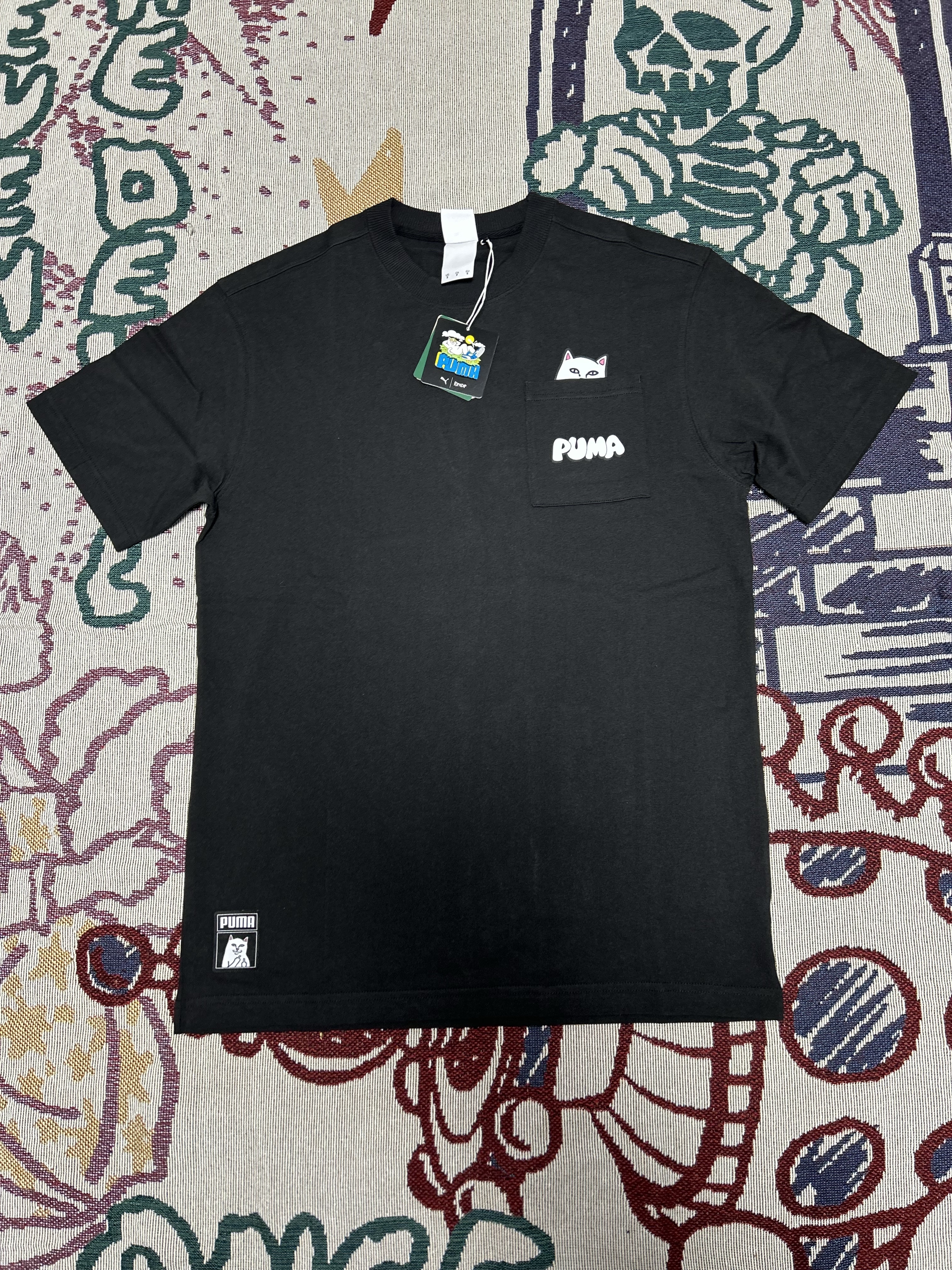 Puma x RIPNDIP Pocket T-Shirt Puma Black 착용 스타일 - 2