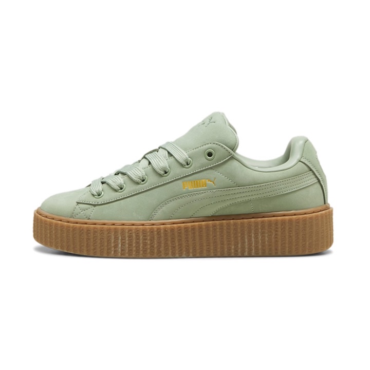 Puma x Fenty Creeper Phatty Nubuck Green Fog Gold, Puma x Fenty Creeper Phatty Nubuck Warm White Gold 착용 스타일 - 3