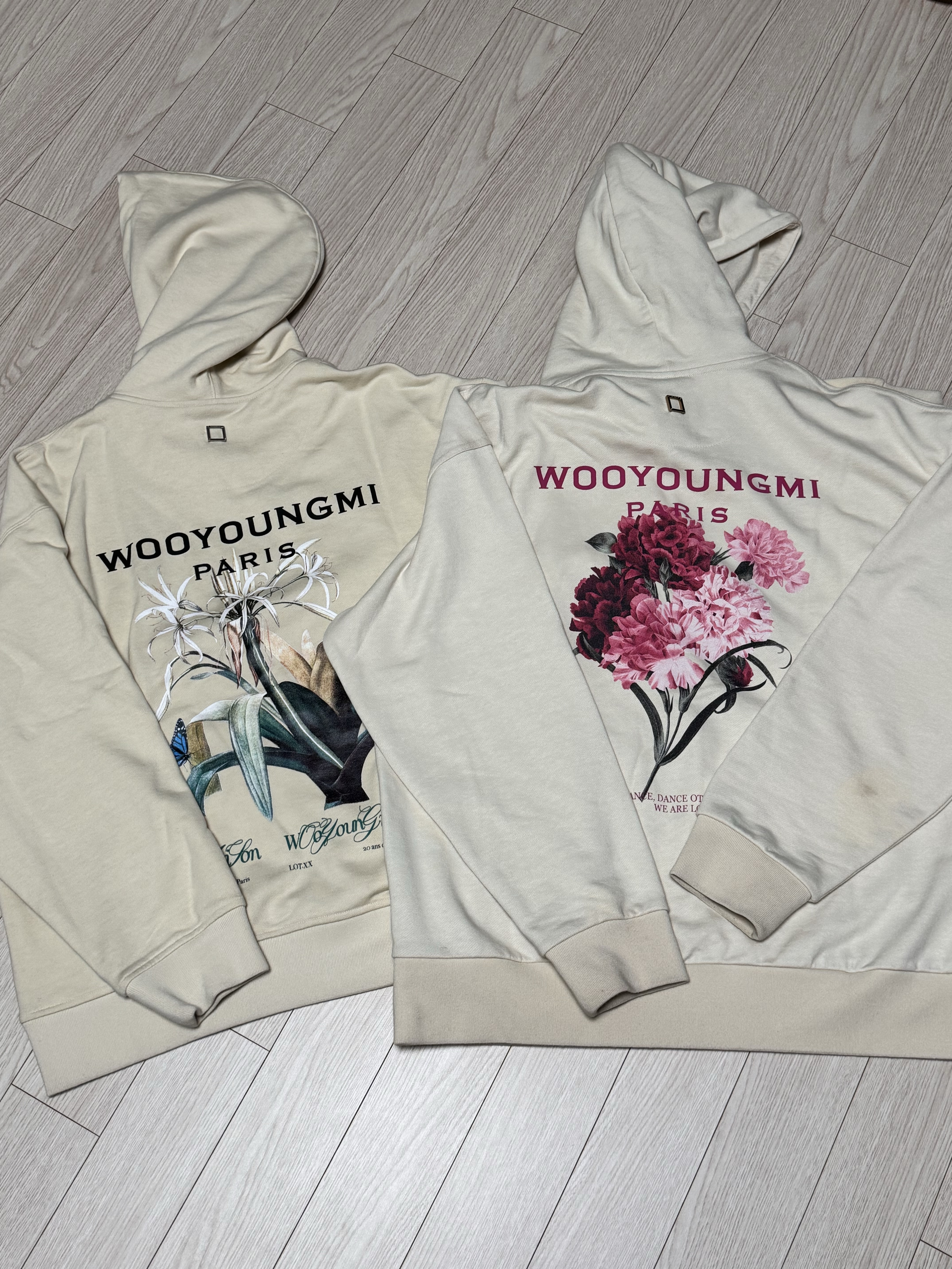 Wooyoungmi Flower Print Back Logo Hoodie Black - 21SS, Wooyoungmi Flower Print Back Logo Hoodie Black - 22SS 착용 스타일 - 2