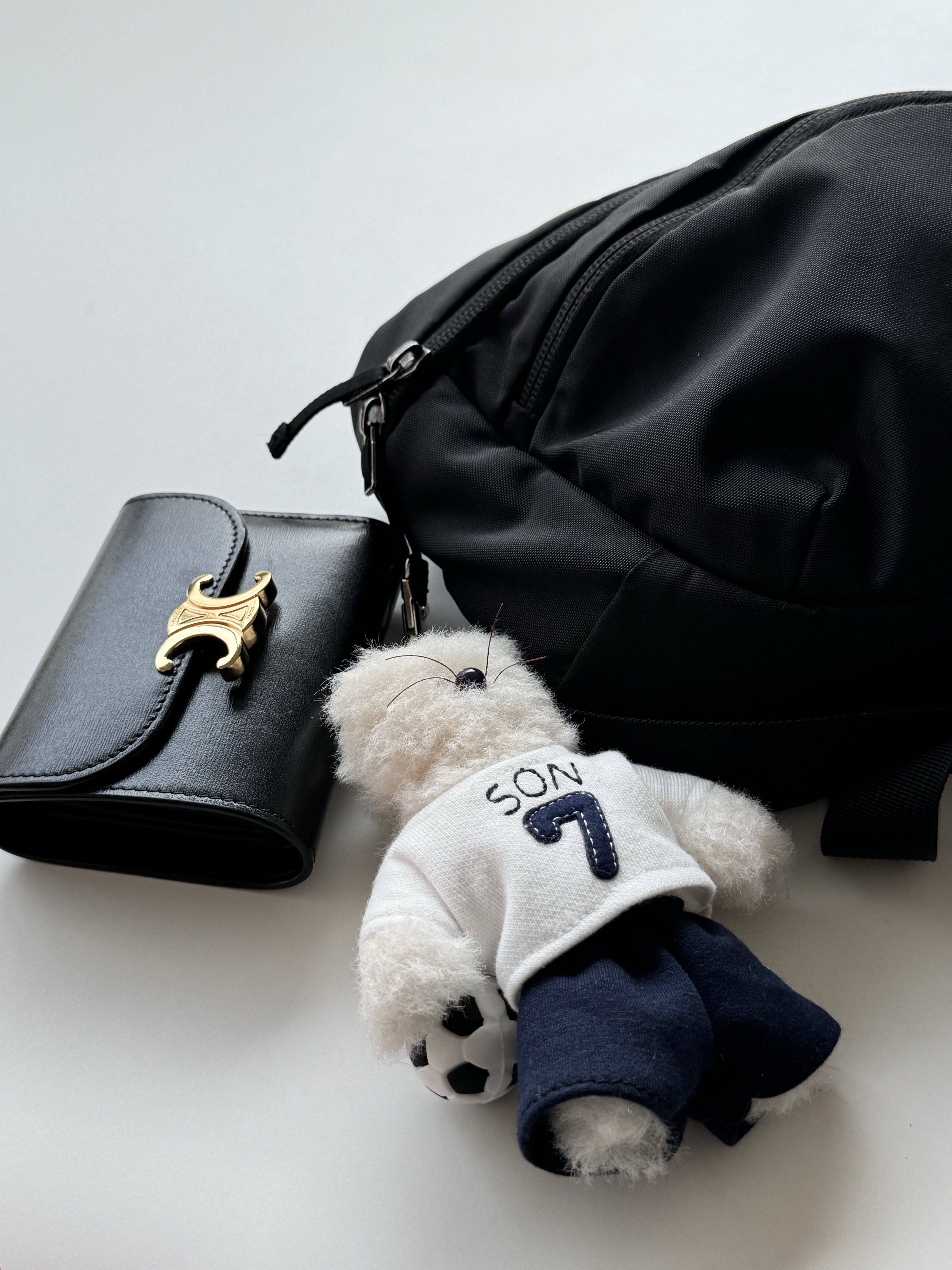 Celine Compact Wallet with Coin Triomphe in Shiny Calfskin Black, [예약 배송] NOS7 x Monamhee SON.hee Cream 착용 스타일