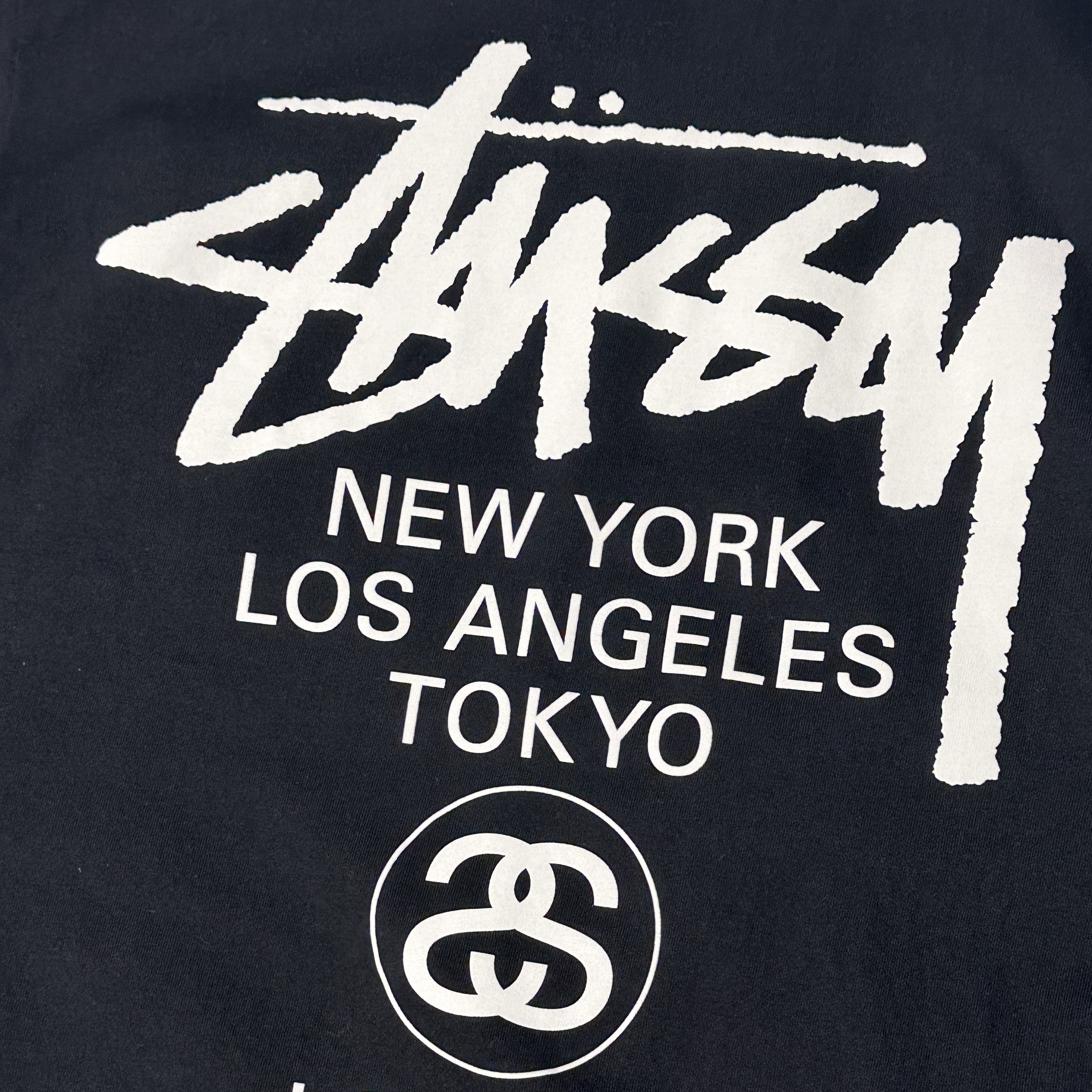 Stussy World Tour T-Shirt Black 2023, Stussy Dizzy Stock Hoodie Ash Heather 착용 스타일 - 1