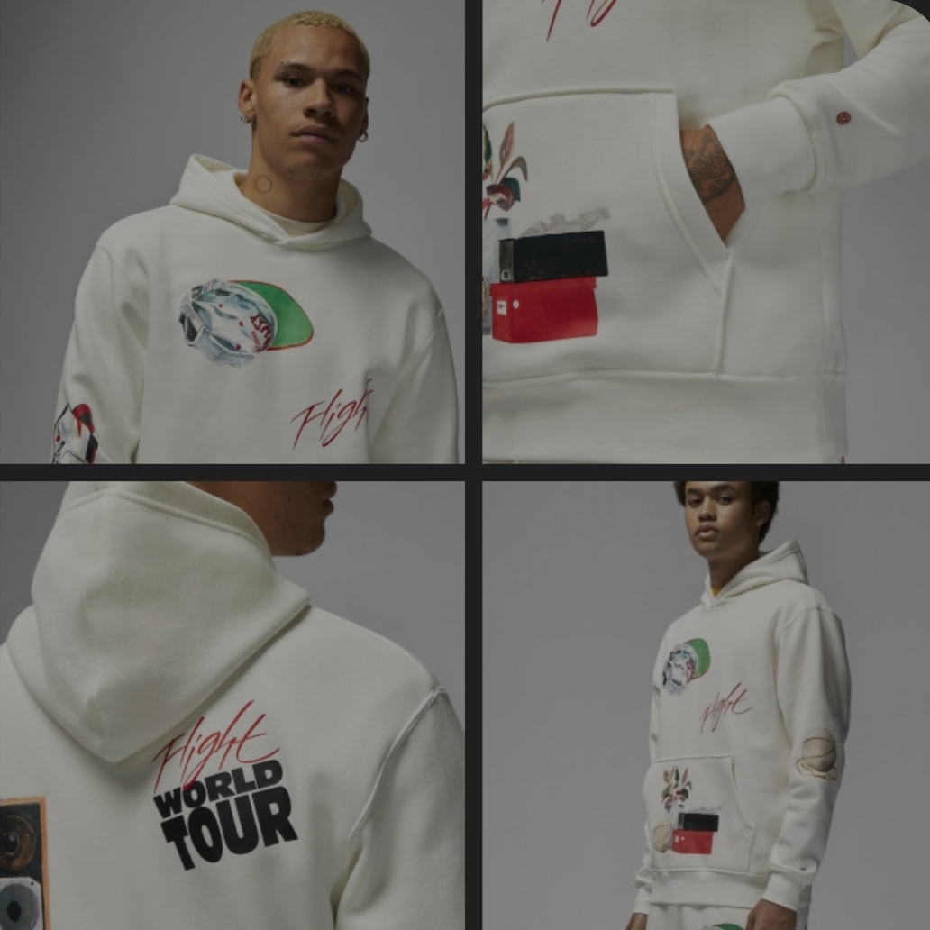 Jordan Flight Artist Series By Jacob Rochester Fleece Pullover Hoodie Sail - Asia 착용 스타일 - 3