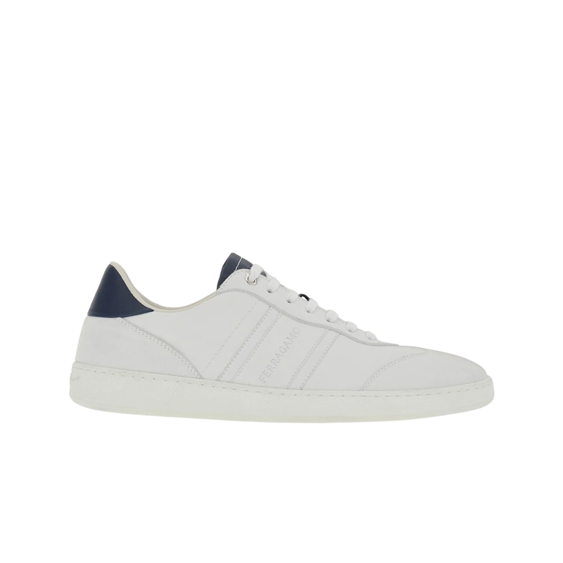 021572-763468 Ferragamo Low Sneaker with Signature Optic White Marine Blue - M