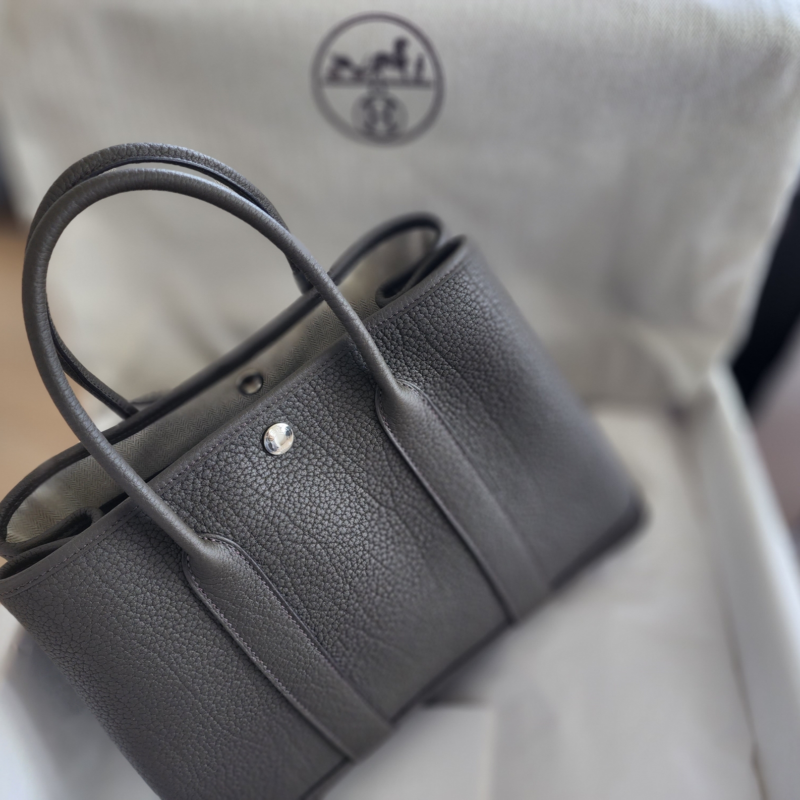 Hermes Garden Party 30 Bag Negonda & Palladium Eucalyptus 착용 스타일