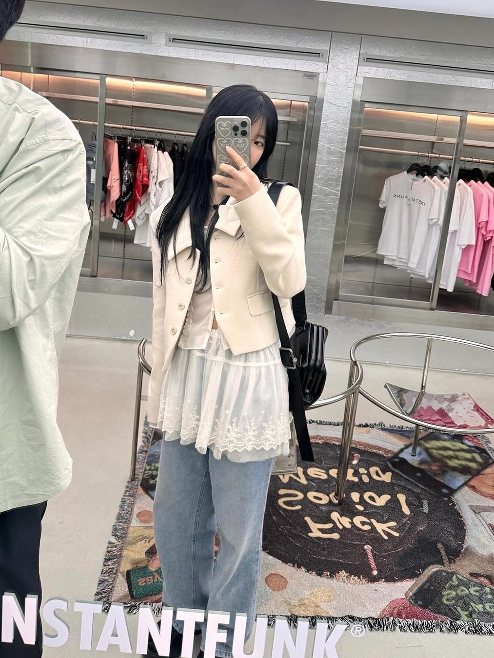 Margarin Fingers Lace Tutu Skirt Pants White 착용 스타일