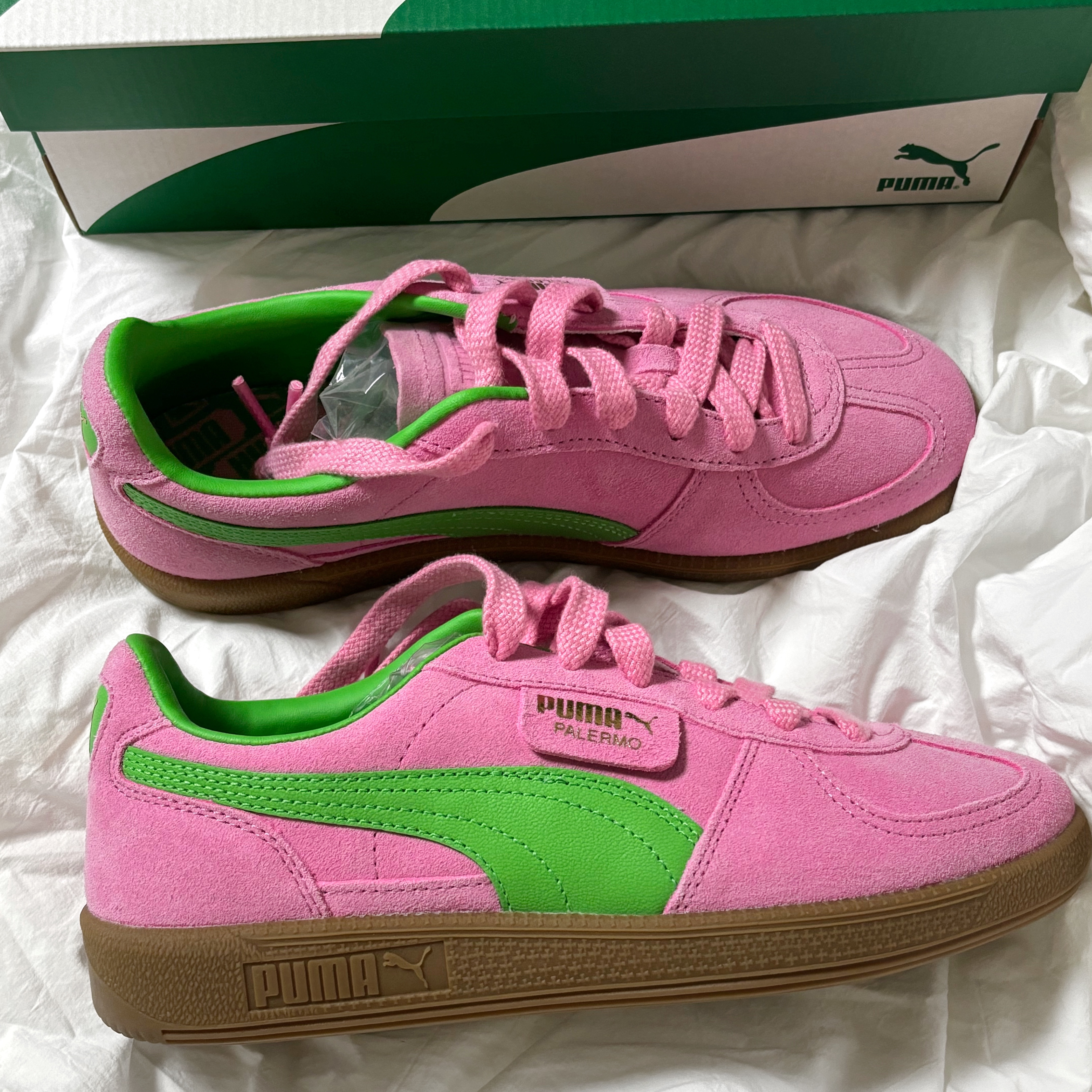 Puma Palermo Special Pink Delight Green 착용 스타일