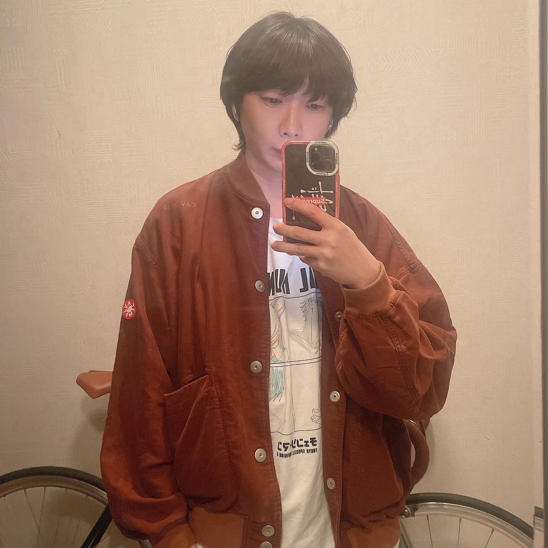Cav Empt Cotton Snap Jacket Brown - 23FW 착용 스타일