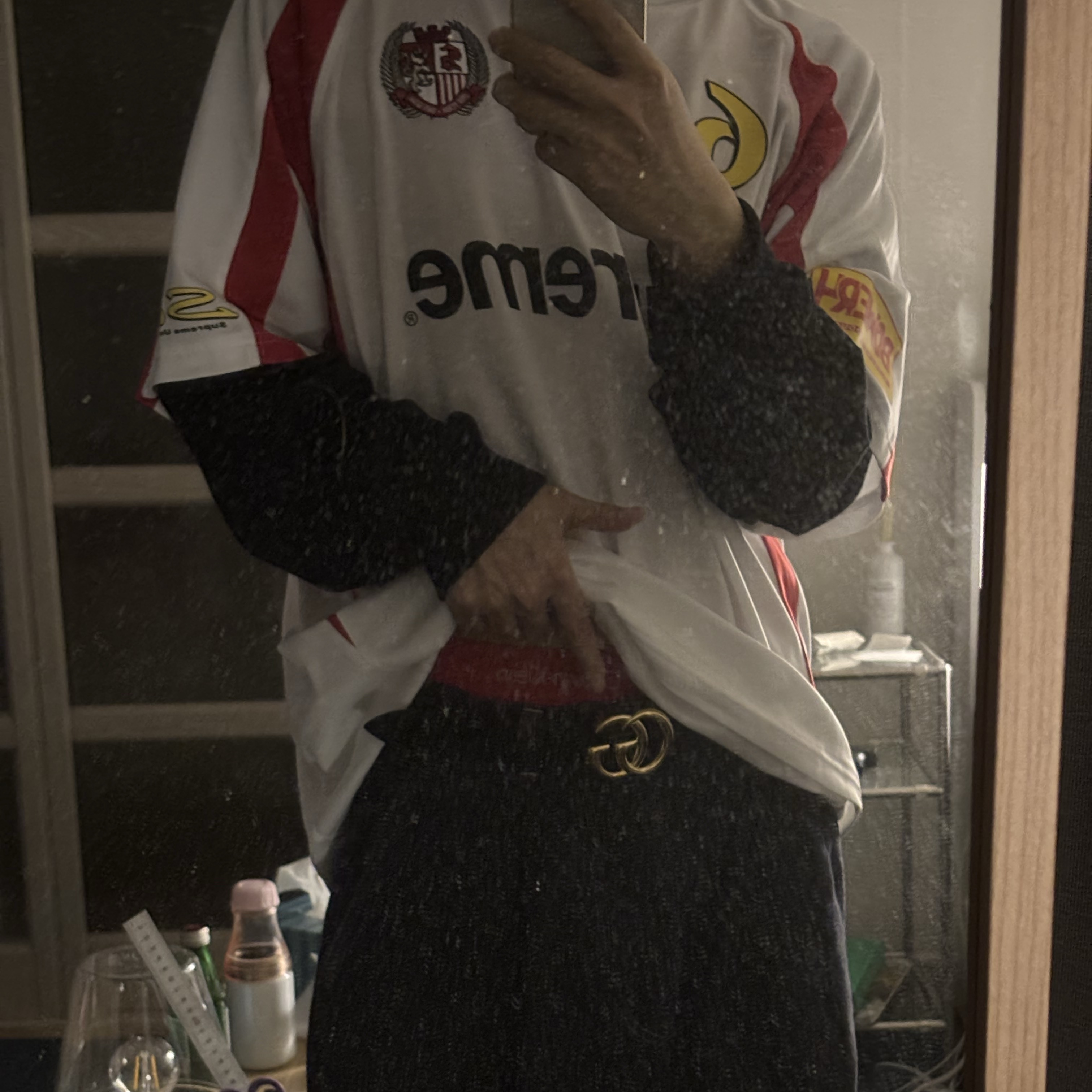 Supreme Hooded Soccer Jersey White - 23FW, Gucci GG Marmont Leather Belt with Shiny Buckle Black 착용 스타일