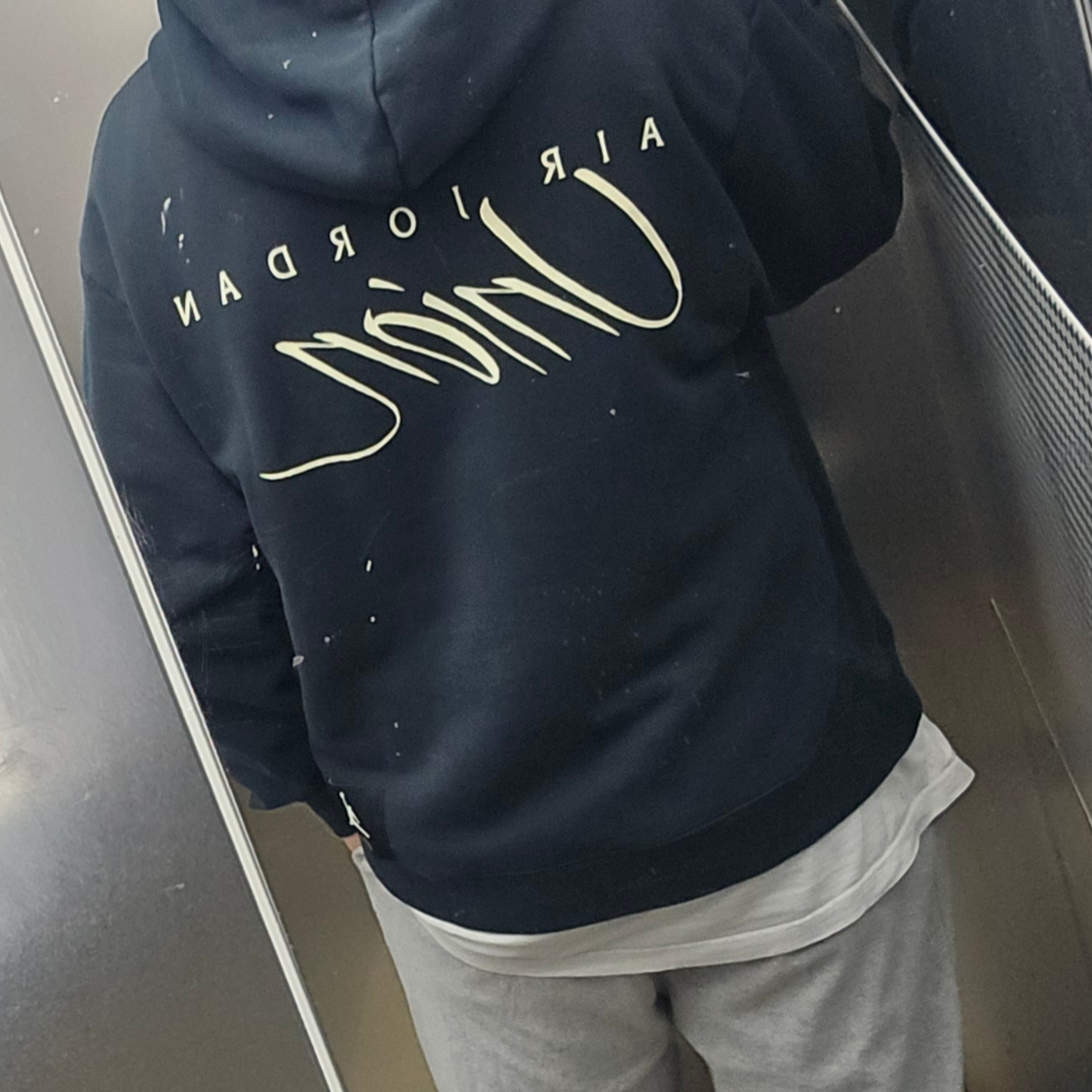 Jordan x Union Fleece Hoodie Black - Asia 착용 스타일