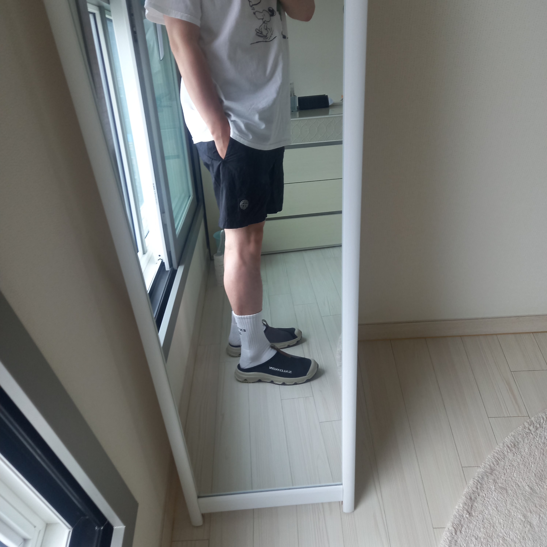 Salomon RX Slide 3.0 Black Plum Kitten, Stone Island B0943 Nylon Metal Swimming Trunk Black - 24SS 착용 스타일 - 2
