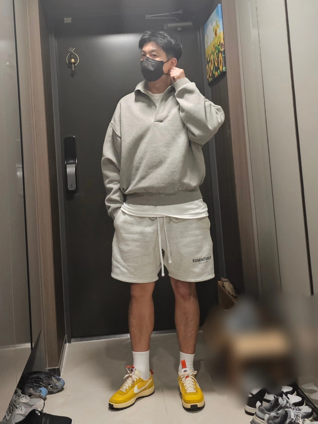 Nike x Tom Sachs General Purpose Shoe Archive, Essentials The Core Collection Sweatshorts Oatmeal 착용 스타일 - 1