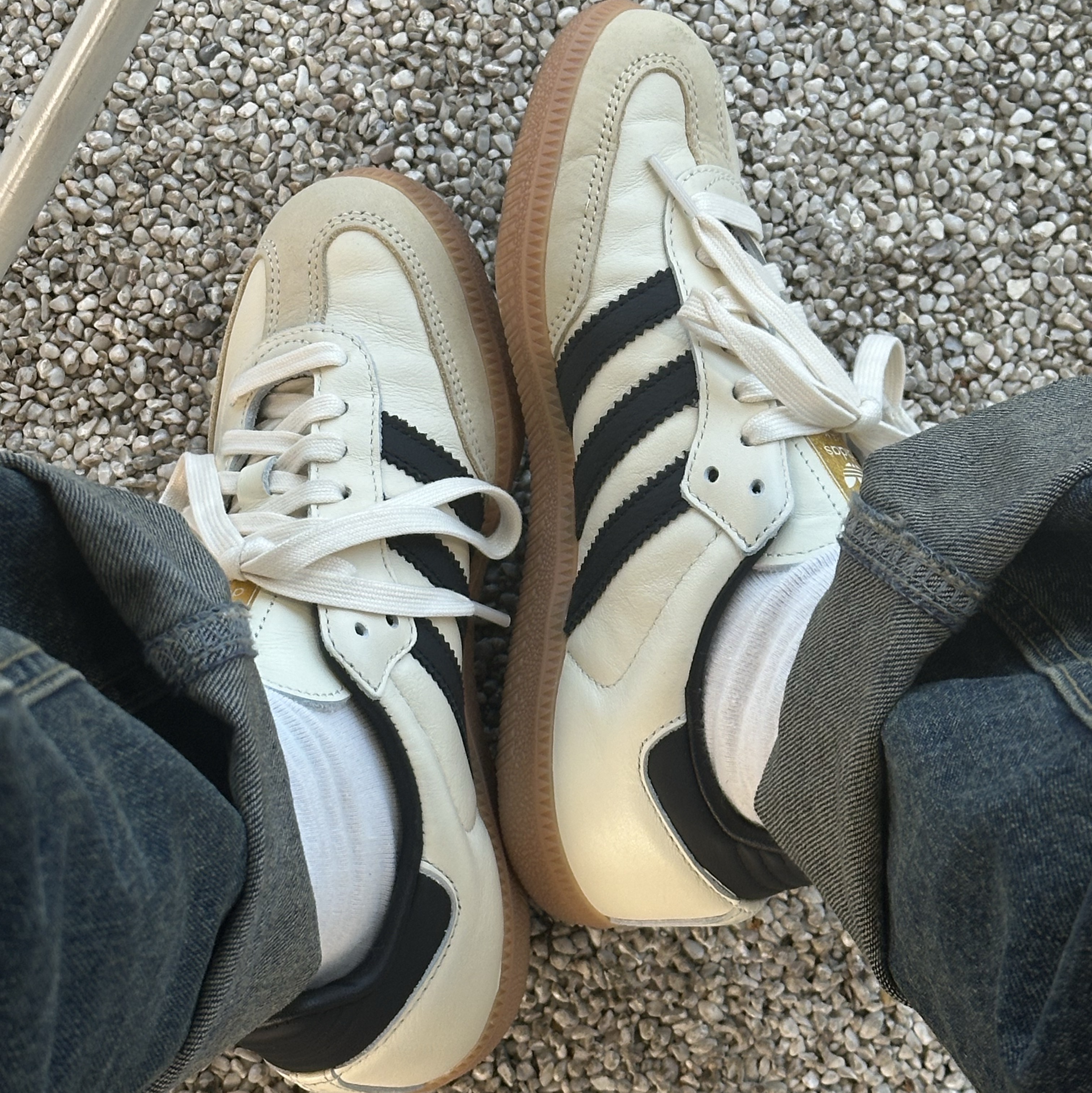 (W) Adidas Samba OG Cream White Core Black 착용 스타일