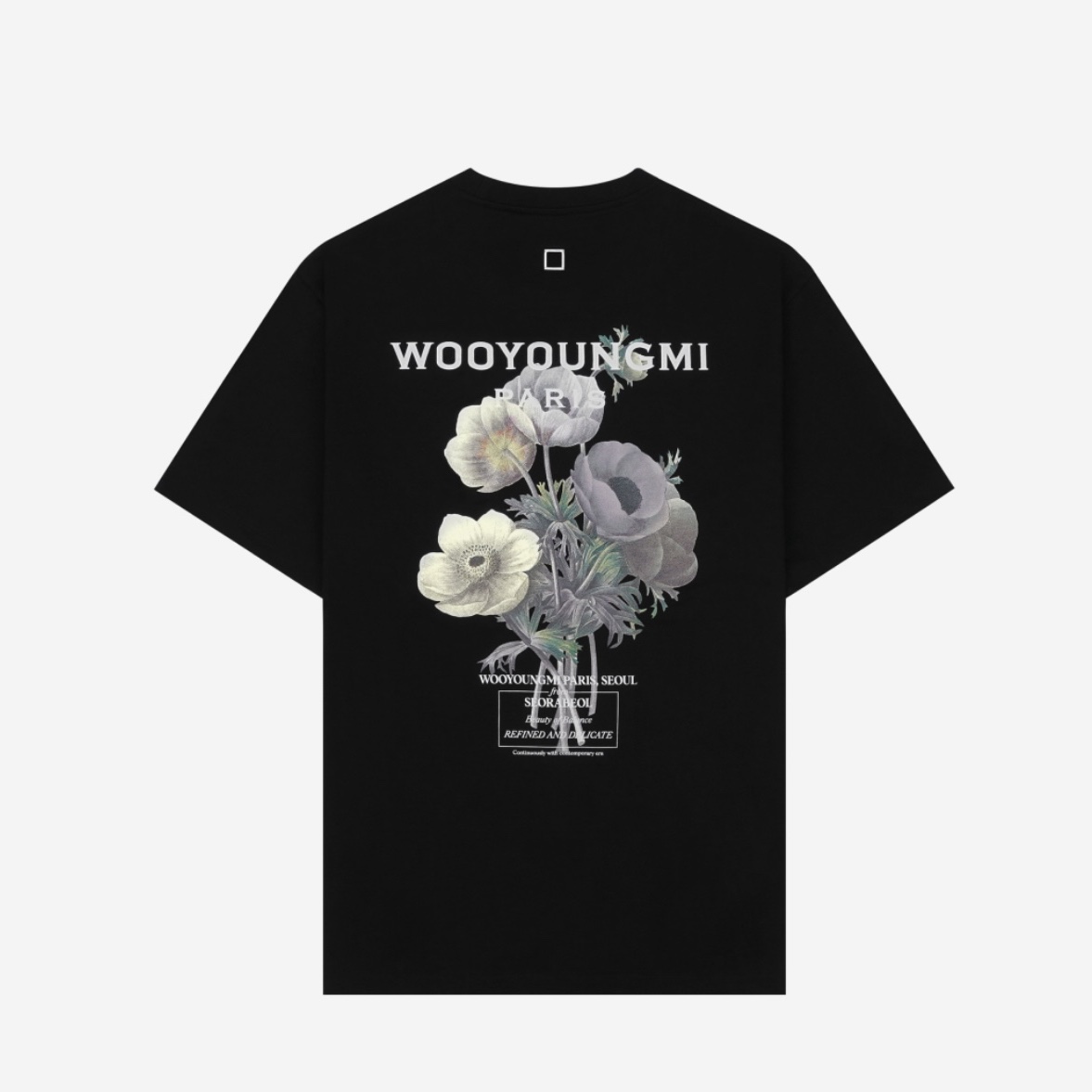 Wooyoungmi Flower Print Back Logo T-Shirt Black - 23FW 착용 스타일