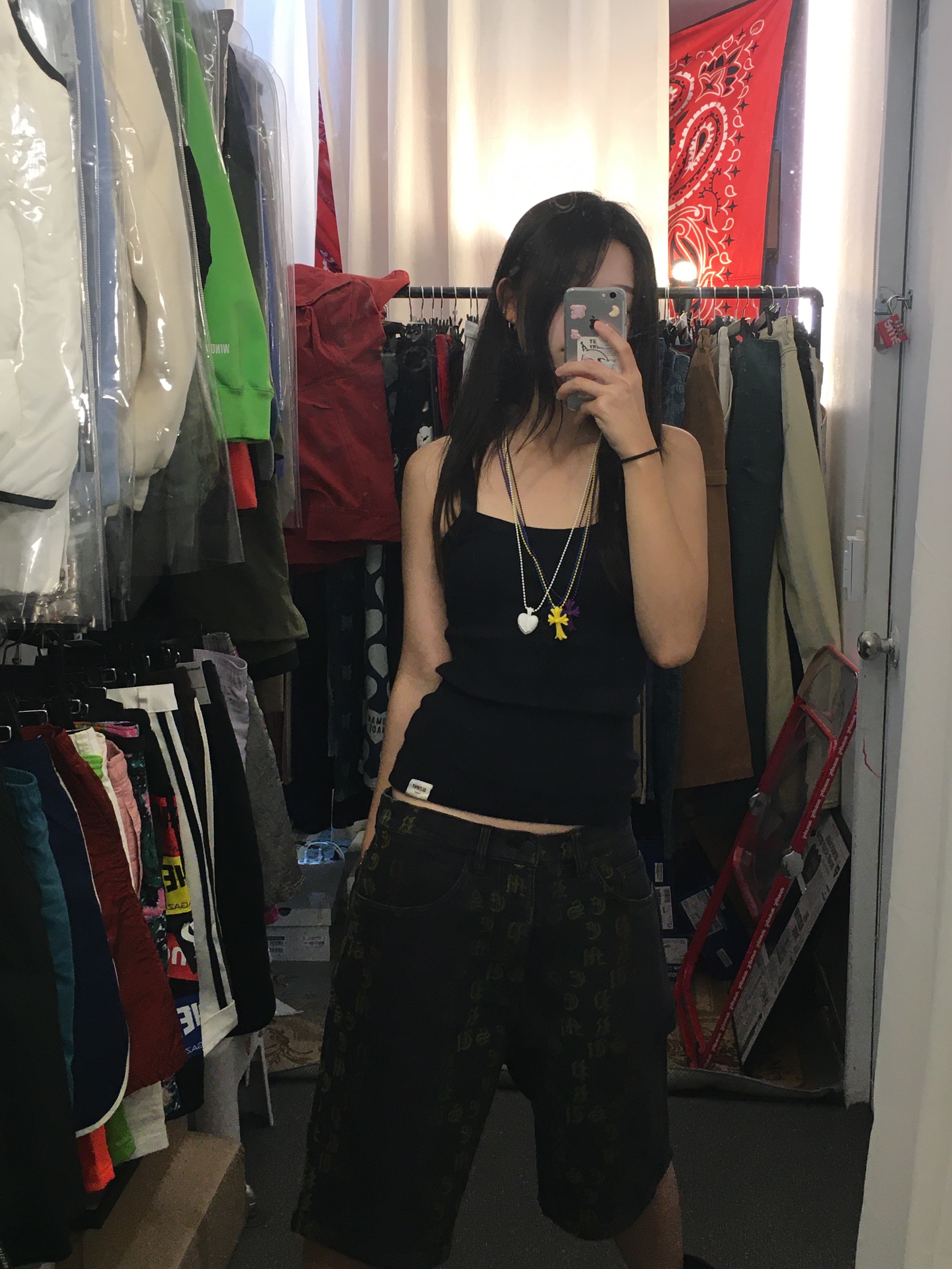 Supreme Gradient Jacquard Denim Shorts Black - 22SS 착용 스타일 - 3