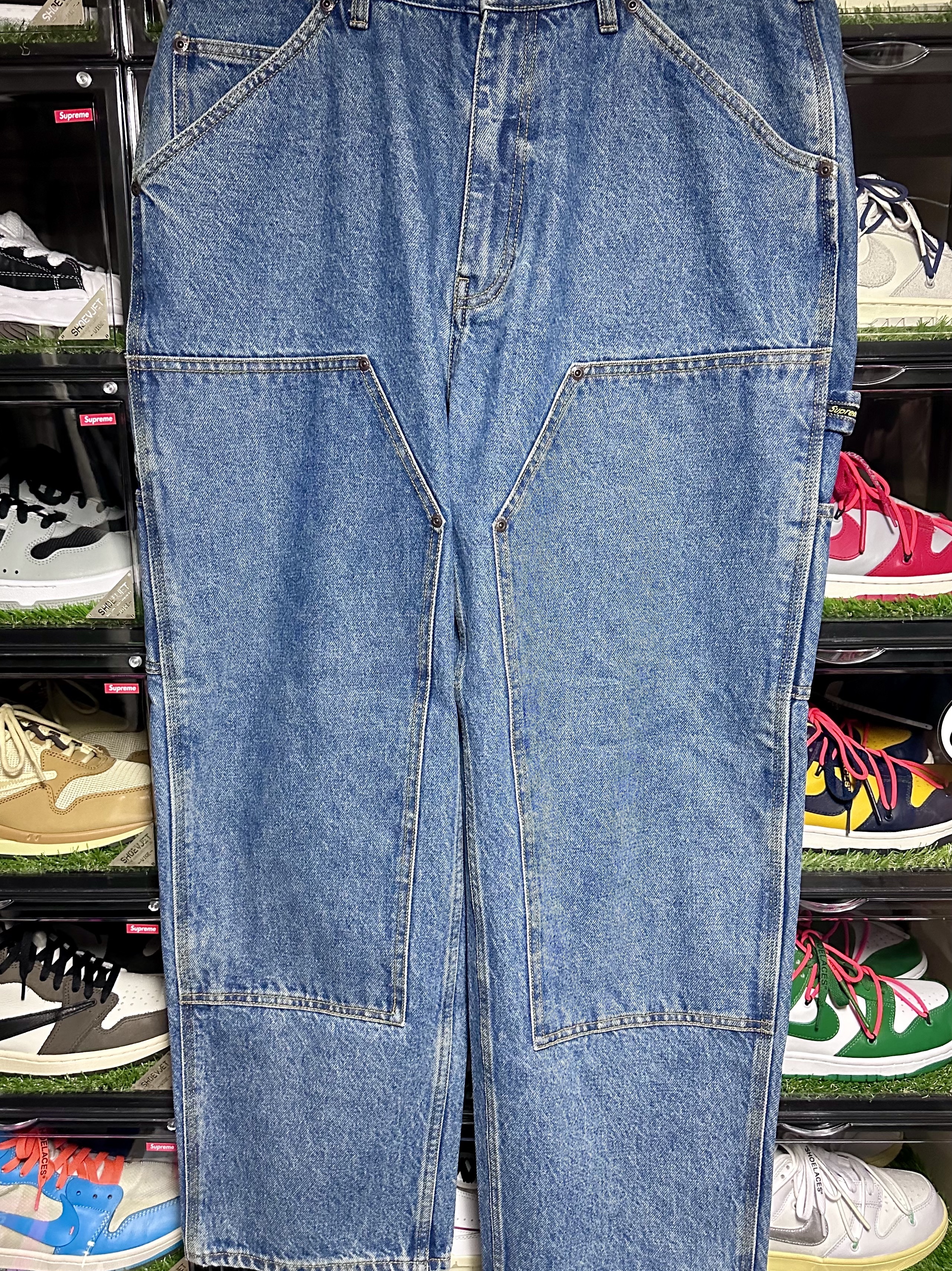 Supreme Double Knee Painter Pant Washed Indigo - 24SS, Nike x Supreme Shox Ride 2 SP White 착용 스타일 - 1