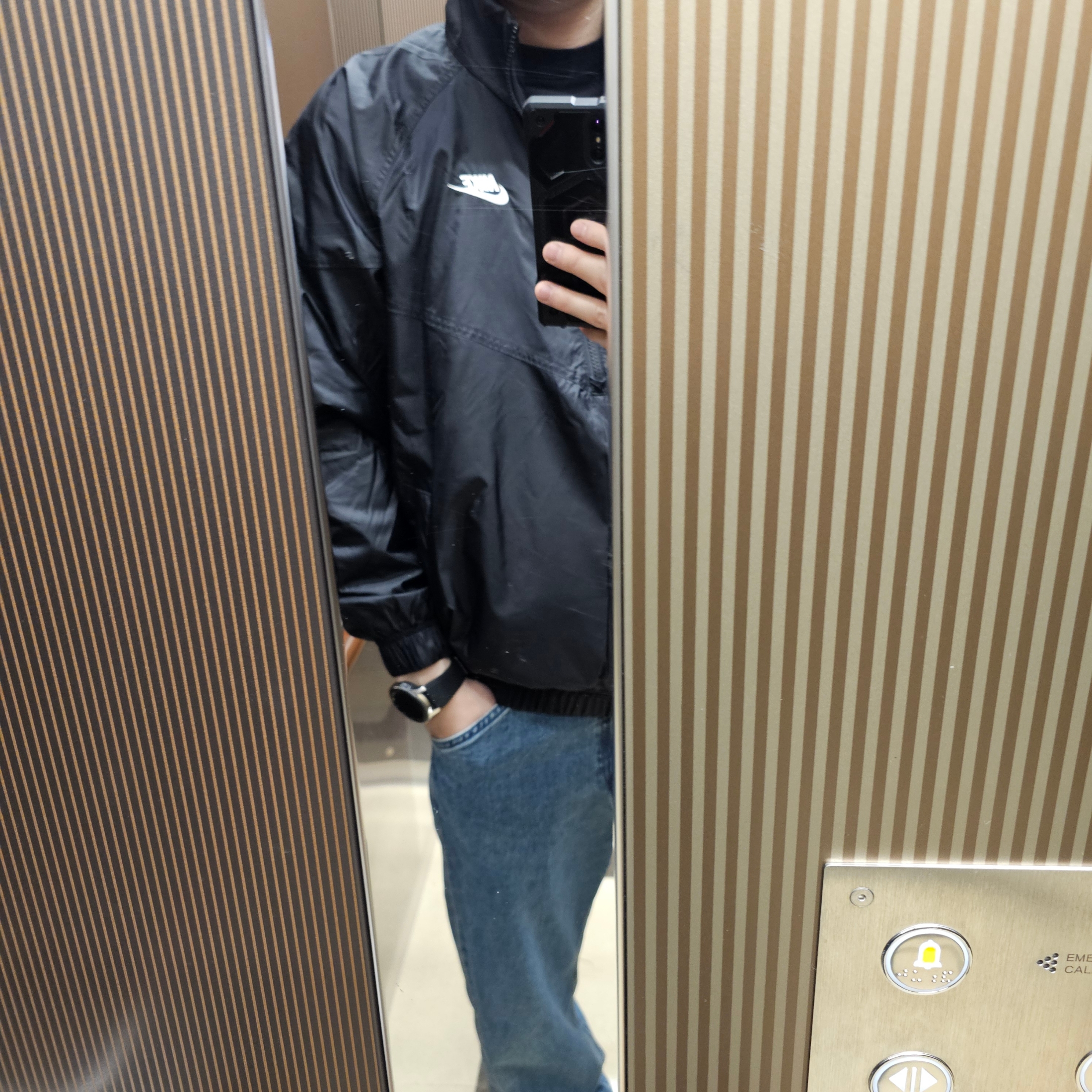 Nike NSW Unlined Woven Windrunner Anorak Jacket Black - Asia 착용 스타일