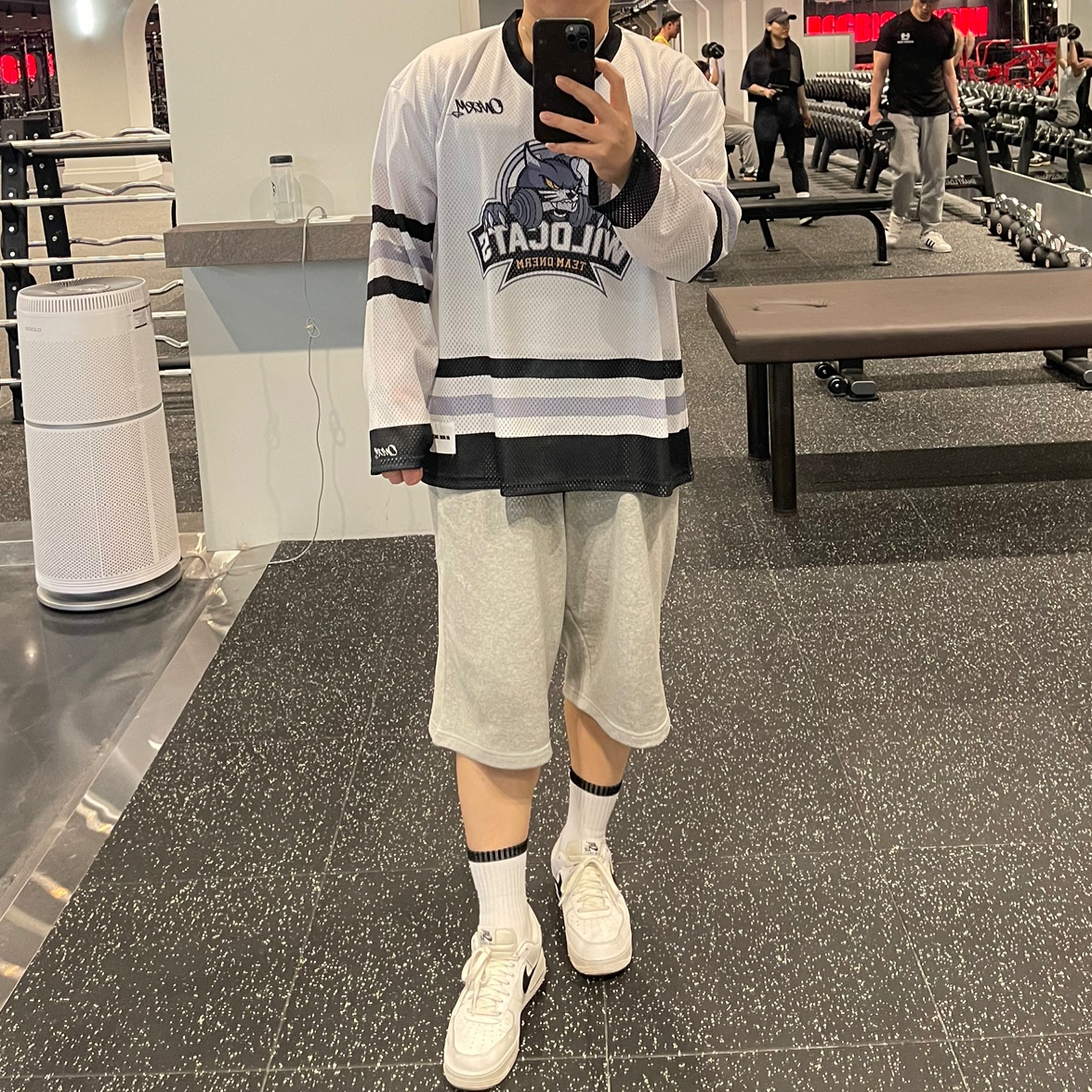 ONERM Wild Cats Ice Hockey Jersey White, ONERM Wild Cats Sports Socks Ver.2 White Black 착용 스타일