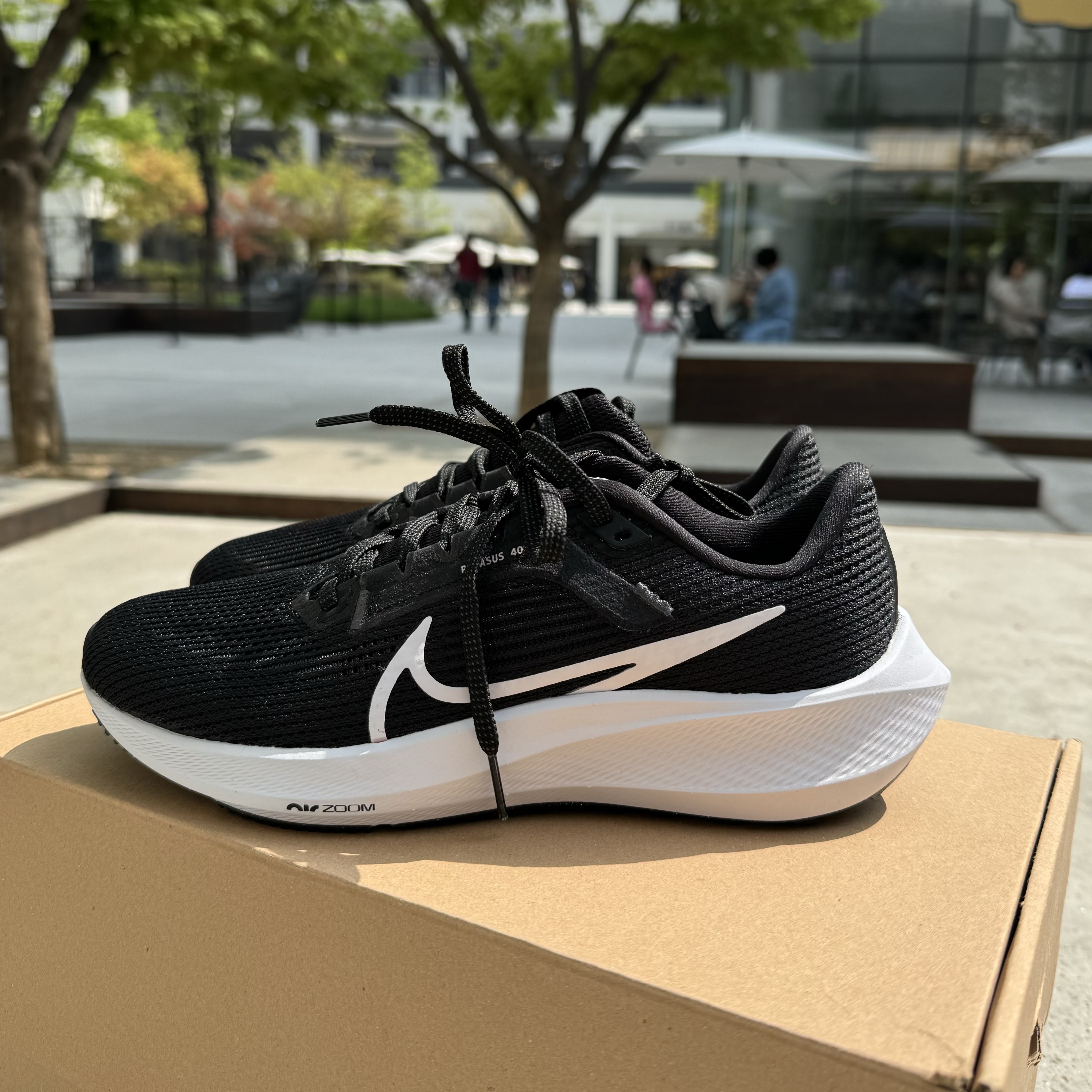 (W) Nike Air Zoom Pegasus 40 Black 착용 스타일 - 1
