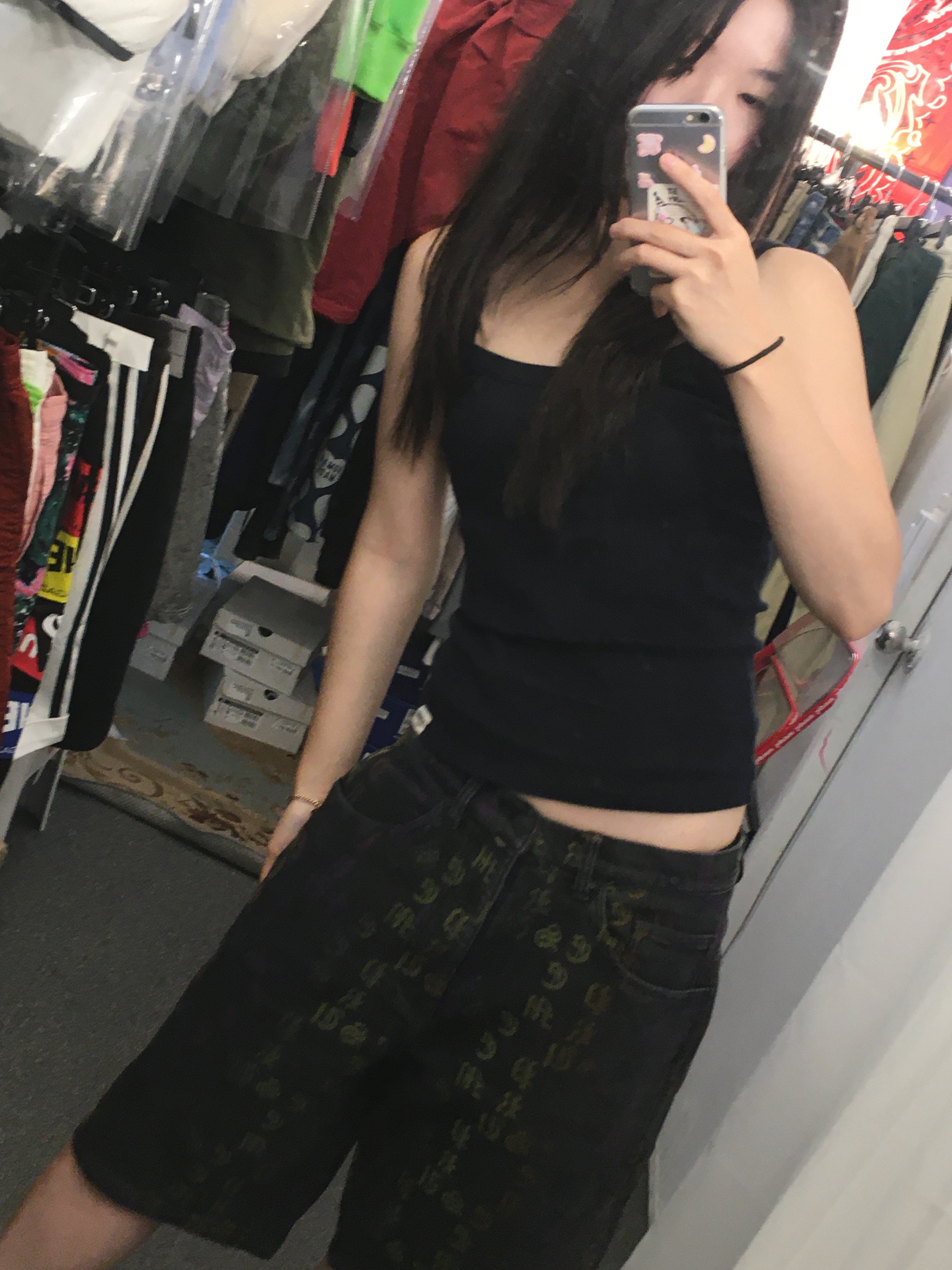 Supreme Gradient Jacquard Denim Shorts Black - 22SS 착용 스타일 - 2