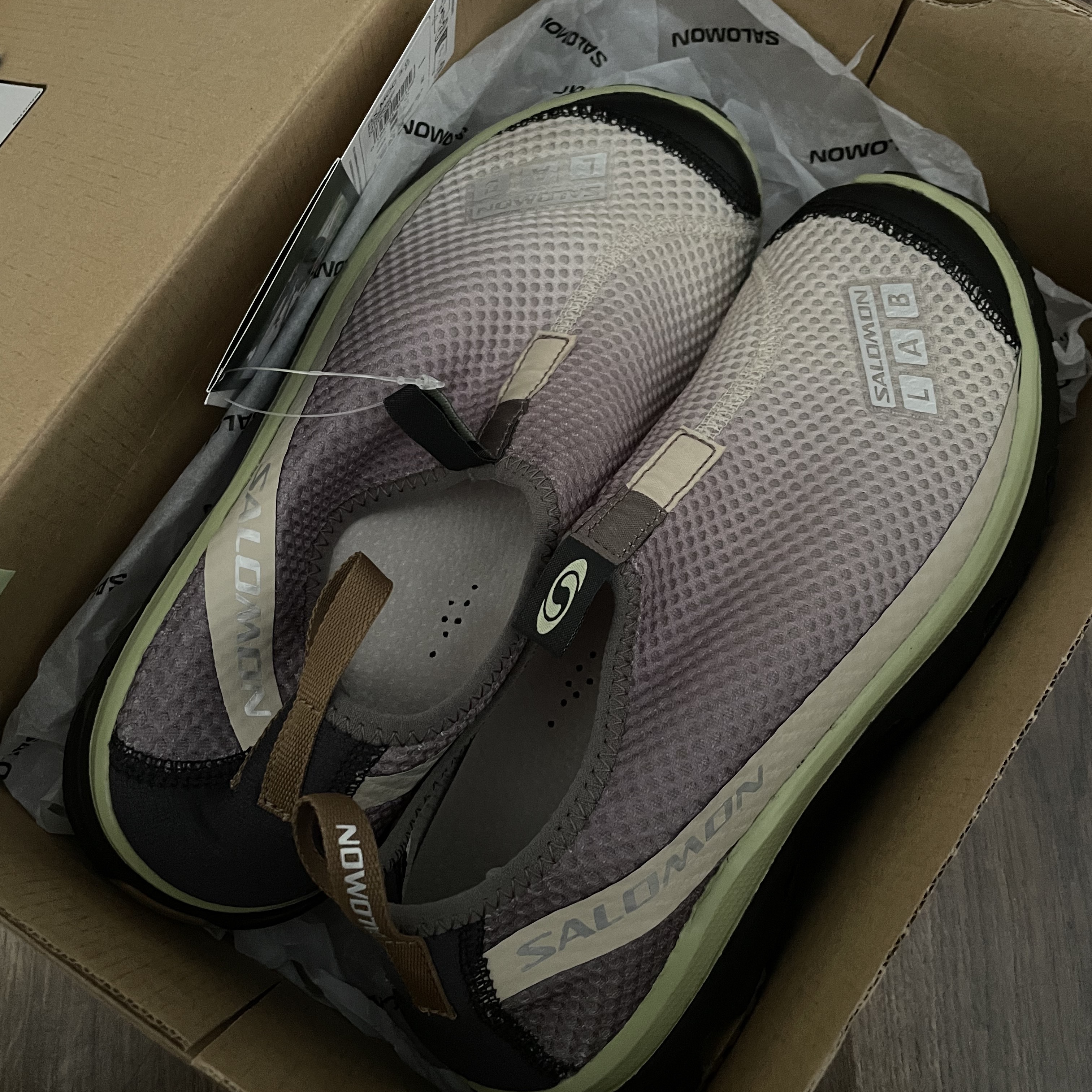 Salomon RX Moc 3.0 Feather Gray Plum Kitten 착용 스타일 - 2