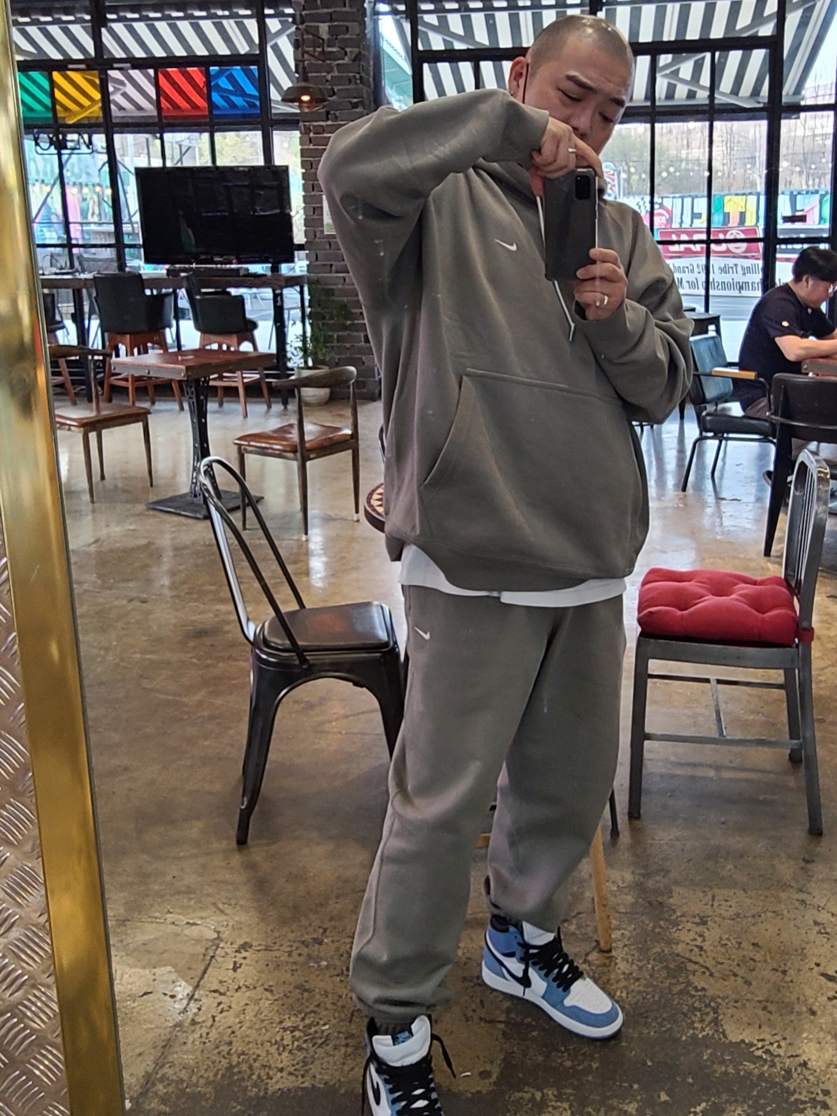 Nike NRG Solo Swoosh Fleece Hoodie Light Army - US/EU, Nike NRG Solo Swoosh Fleece Pants Light Army - US/EU 착용 스타일