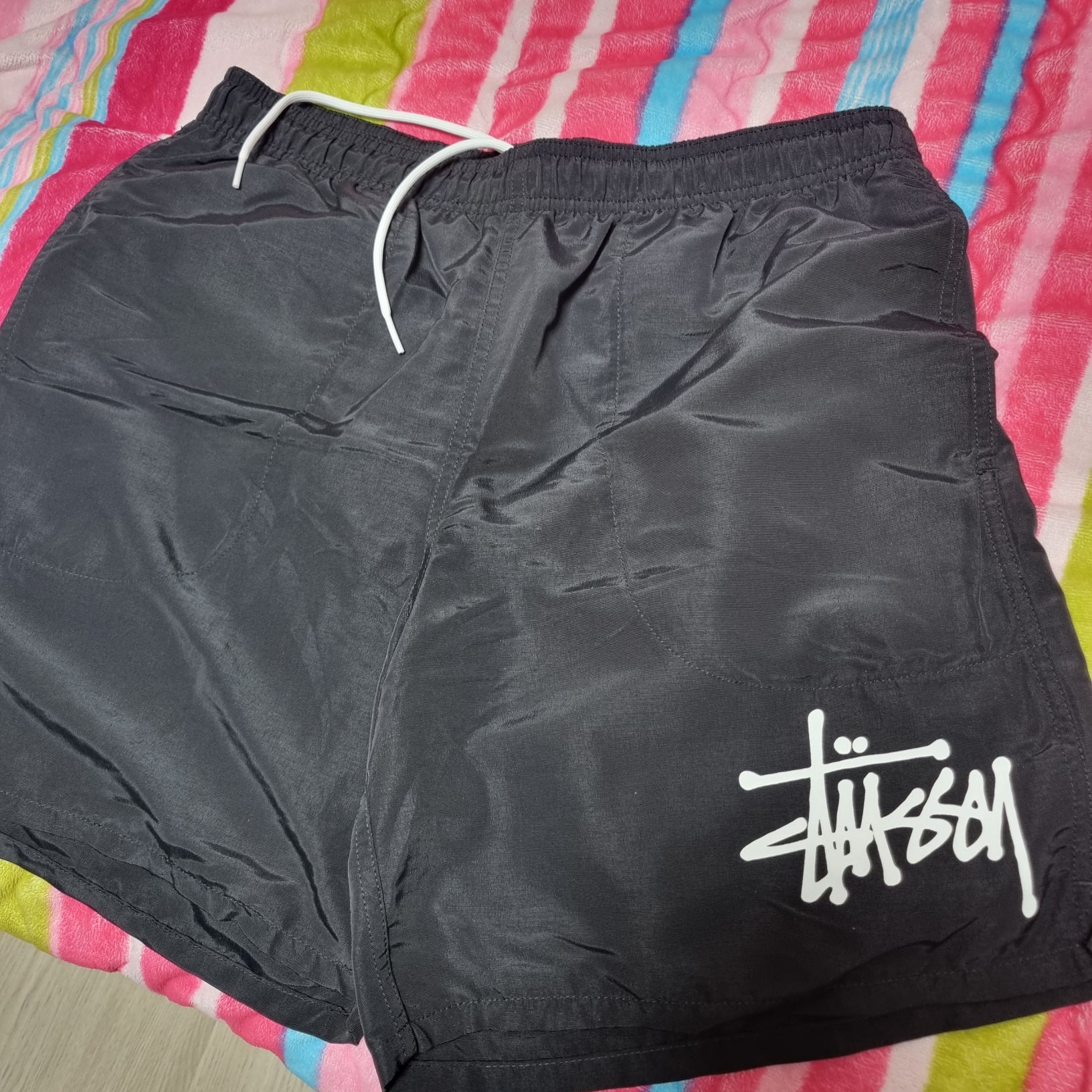 Stussy Big Basic Water Shorts Black 착용 스타일