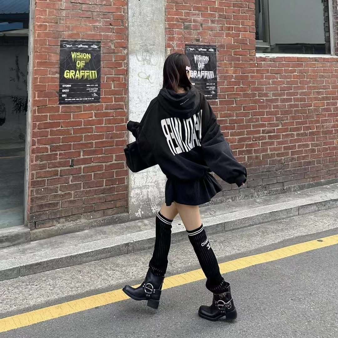 Project G/R Headliner Double Layered Hoodie Black 착용 스타일