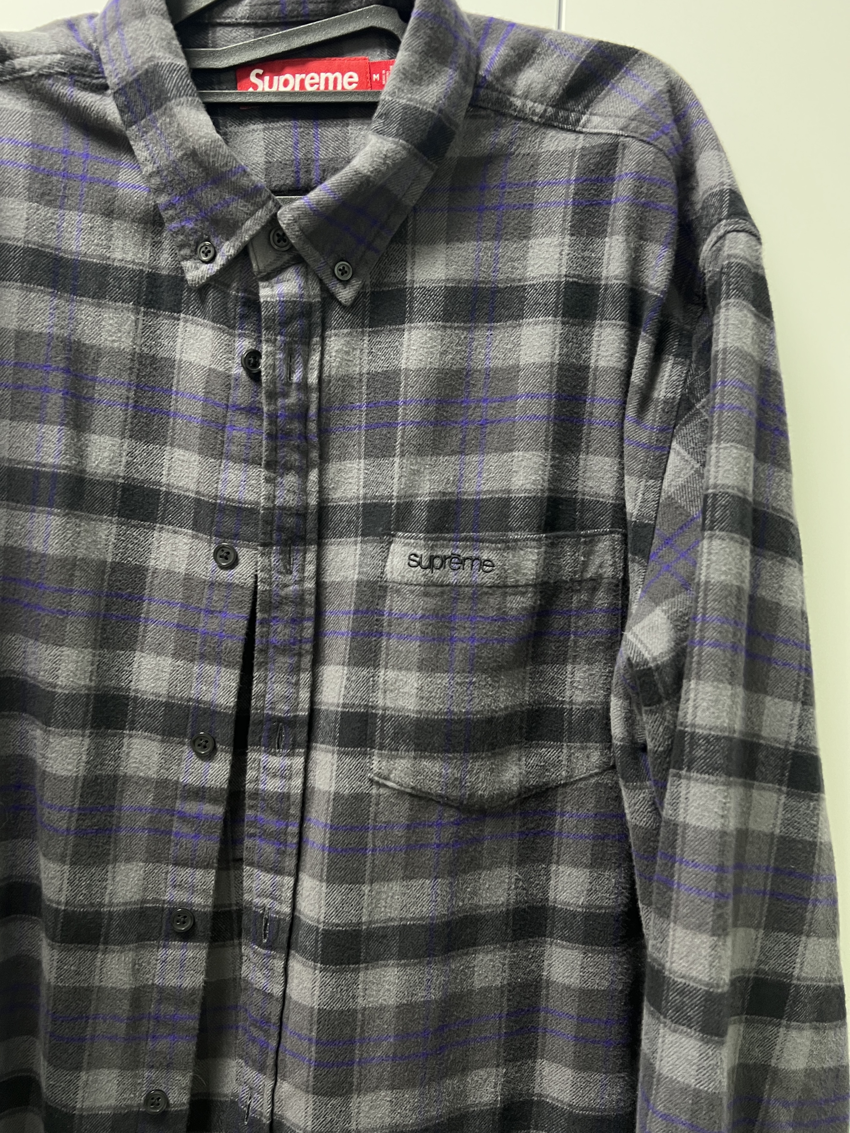Supreme Plaid Flannel Shirt Black - 24SS 착용 스타일 - 1
