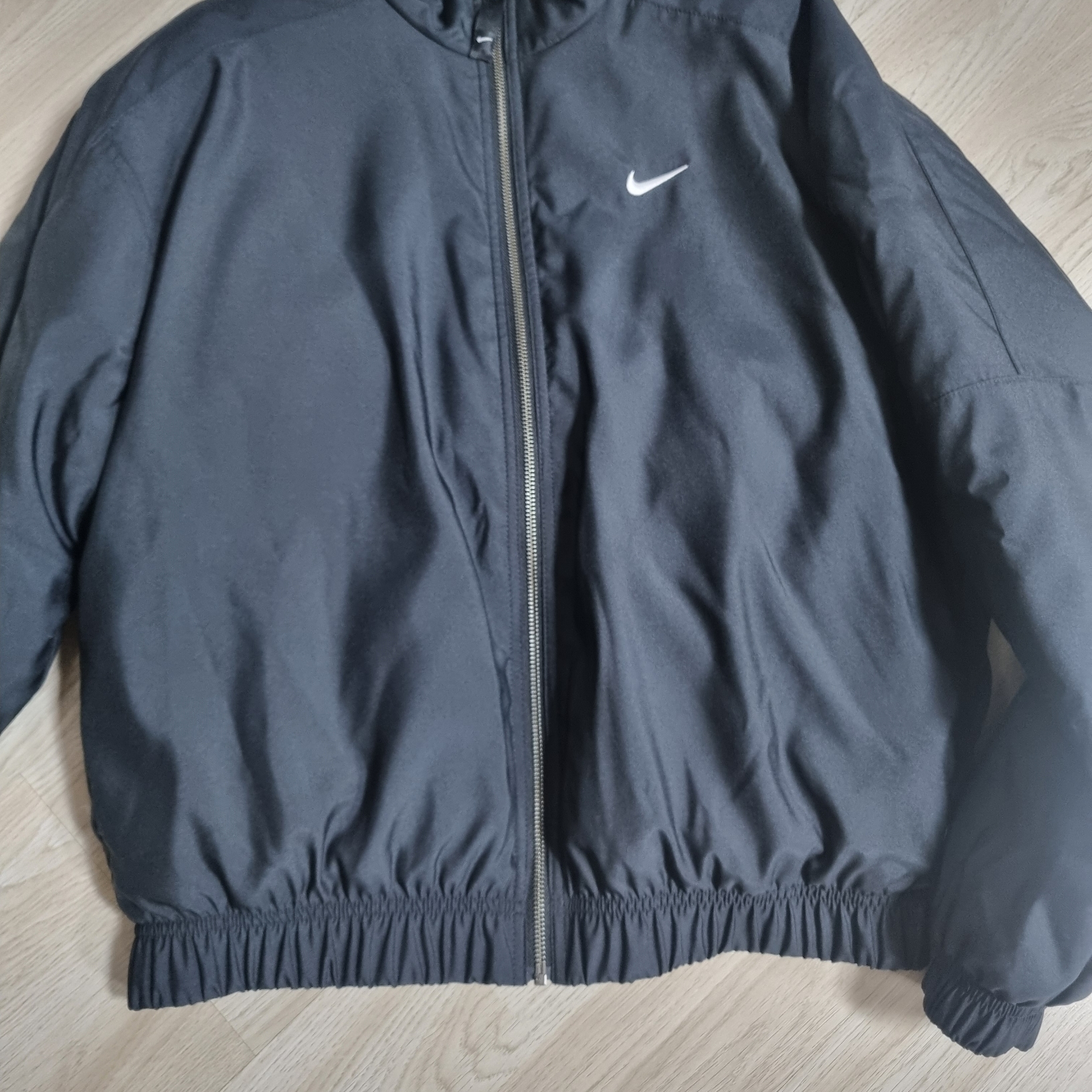 Nike NRG Solo Swoosh Satin Bomber Jacket Black - Asia 착용 스타일