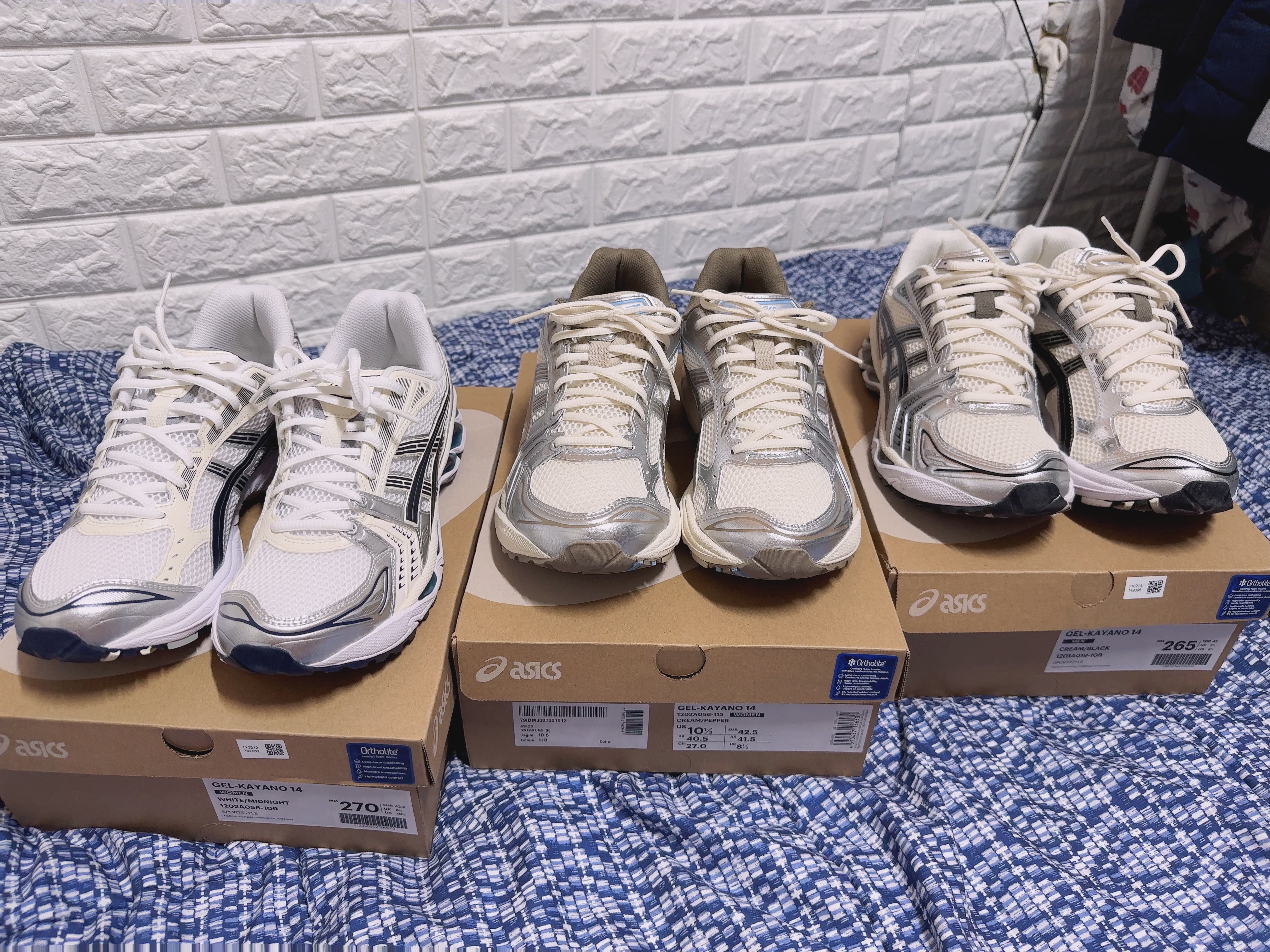 (W) Asics Gel-Kayano 14 White Midnight, (W) Asics Gel-Kayano 14 Cream Pepper 착용 스타일 - 2